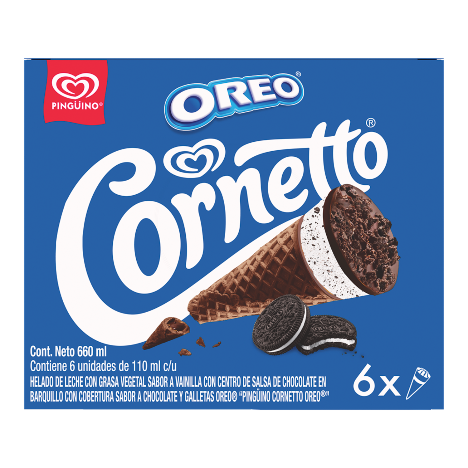 Helado Cornetto Oreo Pack PINGÜINO 6 X 110 Ml