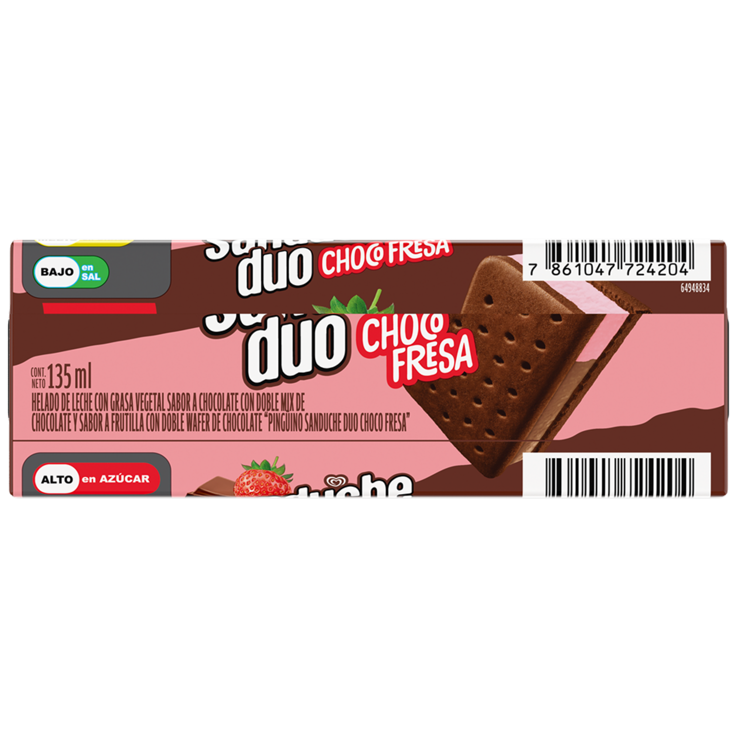 Helado Sánduche Choco Fresa PINGÜINO 135ml