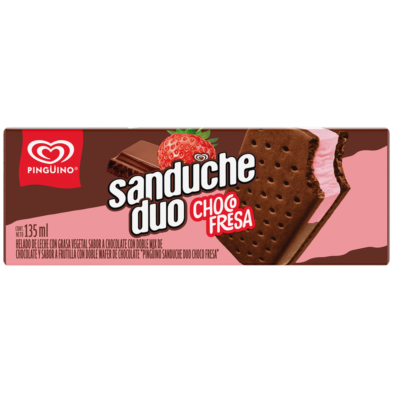 Helado Sánduche Choco Fresa PINGÜINO 135ml