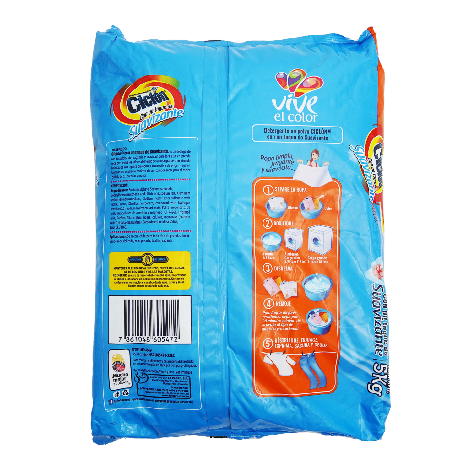 Detergente En Polvo Con Toque Suavizante CICLÓN 5000 G