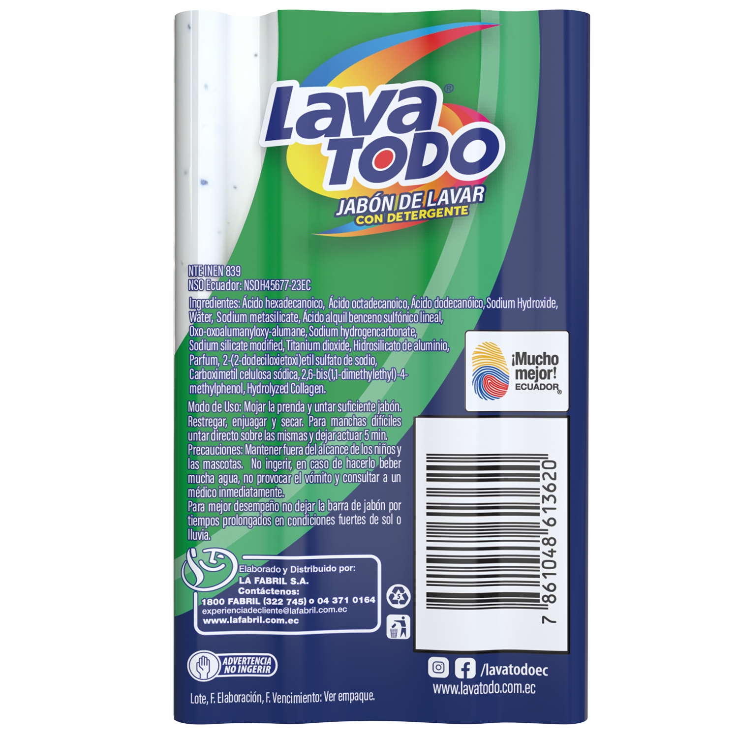 Jabón De Ropa Con Detergente Aroma A Limón LAVATODO 230 G