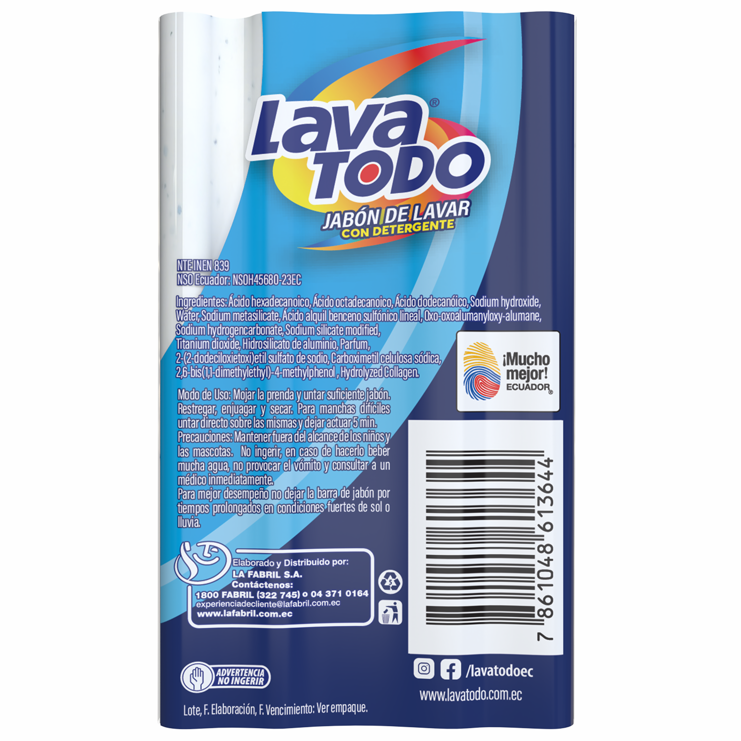 Jabón De Ropa Con Un Toque De Suavizante LAVATODO 230 G