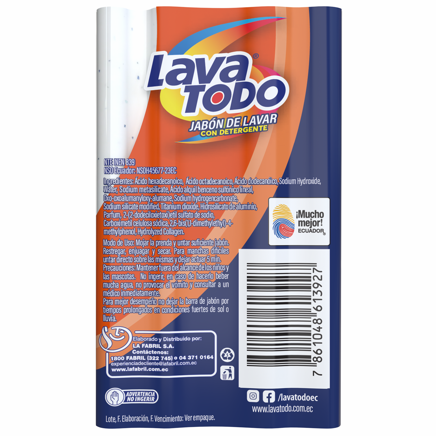 Jabón De Ropa Fragancia Naranja Mandarina LAVATODO 230 G