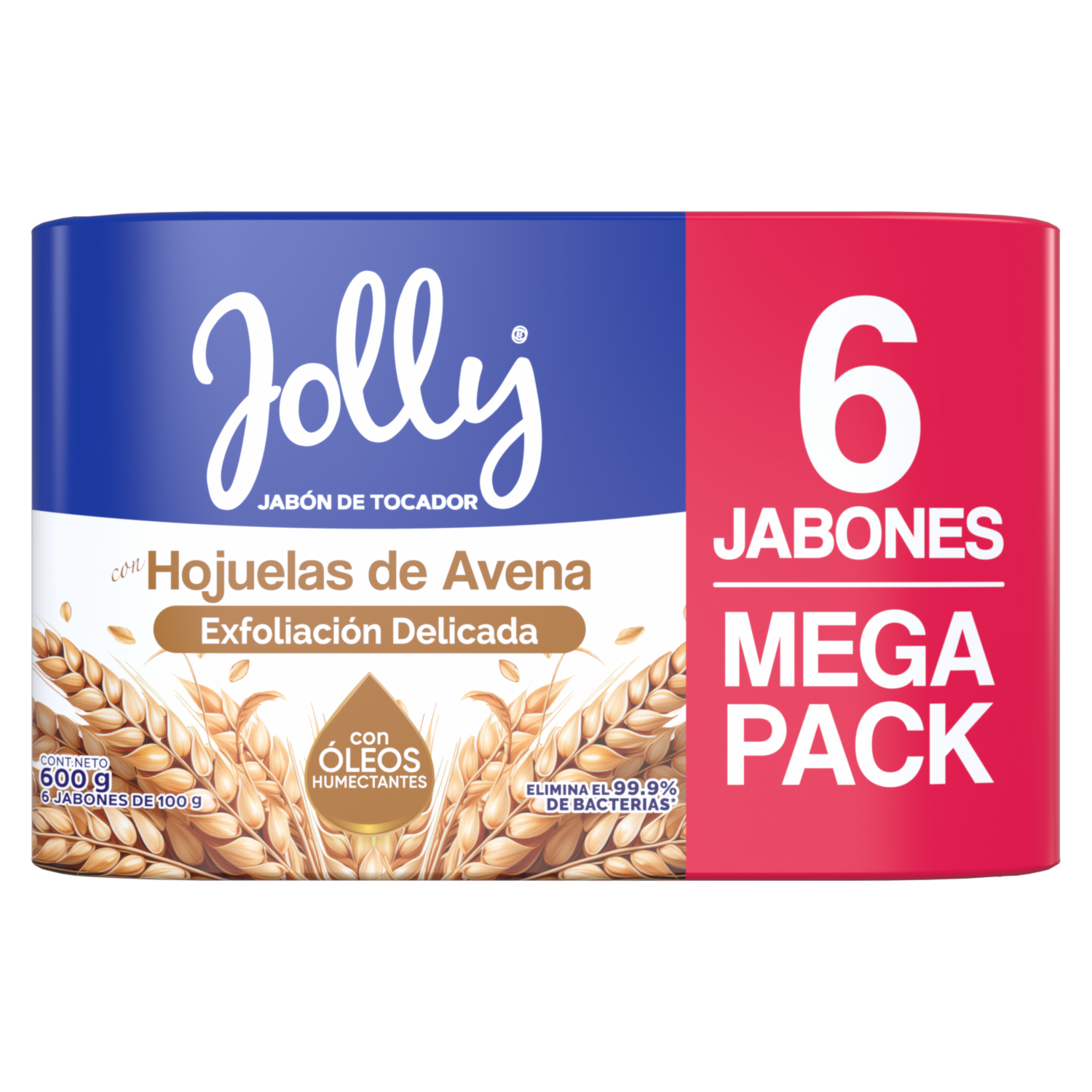 Jabón De Tocador Exfoliación Delicada Con Hojuelas De Avena JOLLY 6 X 100 G