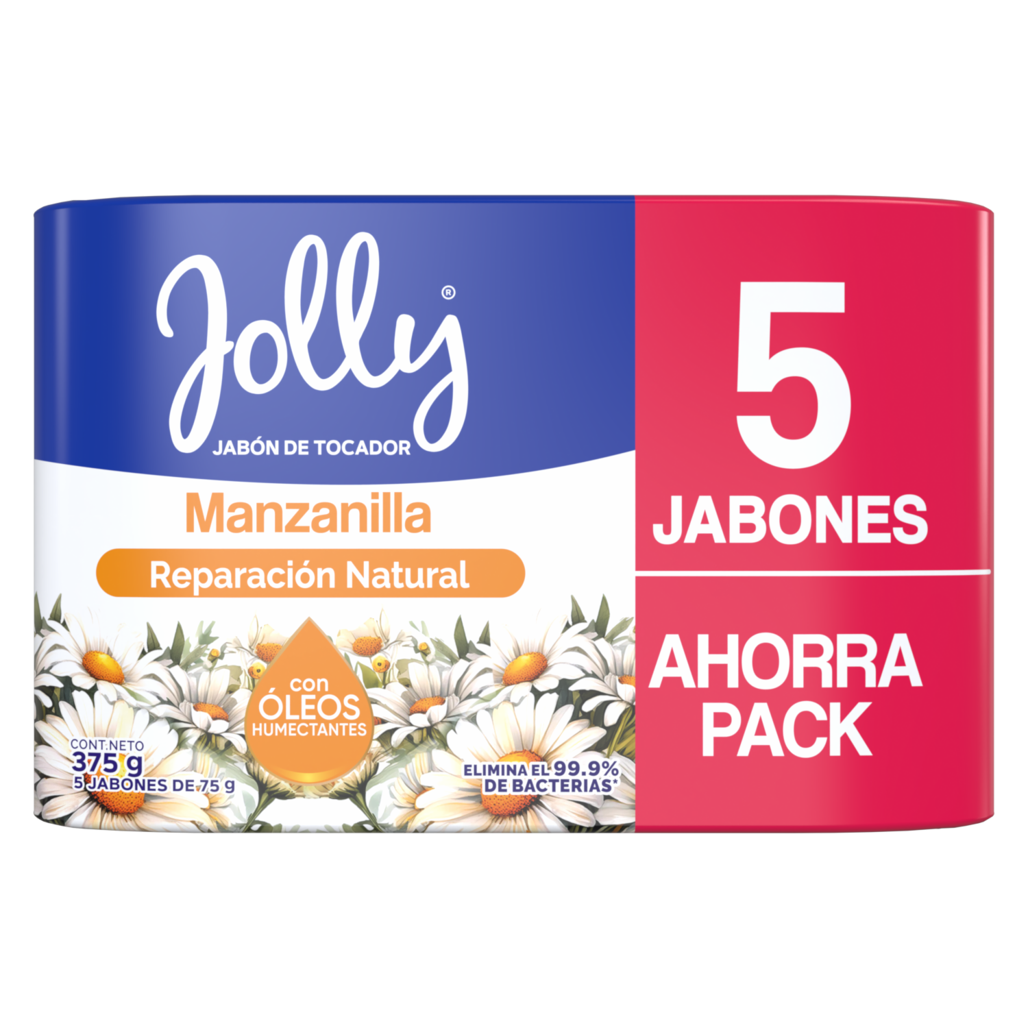 Jabón De Tocador Reparación Natural Con Manzanilla JOLLY 5 X 75 G
