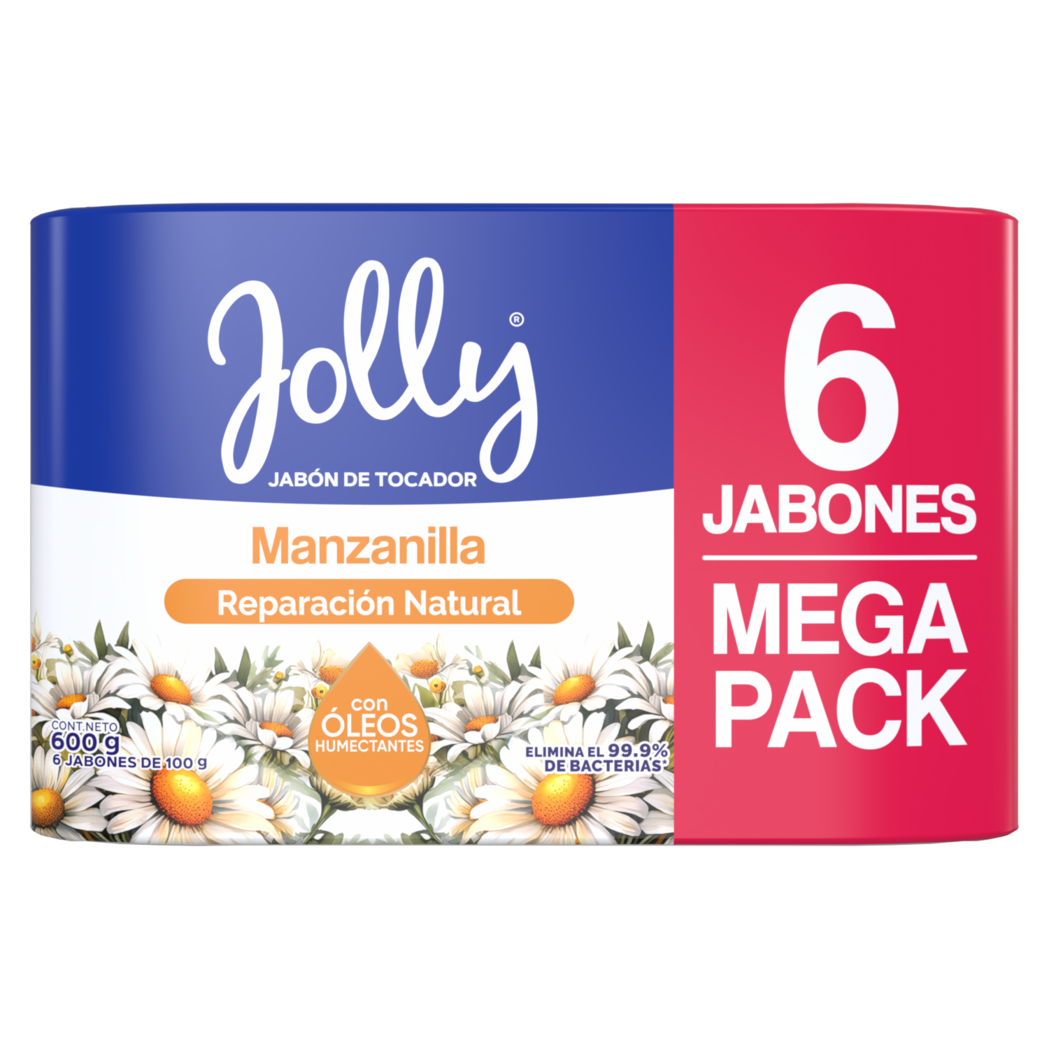 Jabón De Tocador Reparación Natural Con Manzanilla JOLLY 6 X 100 G