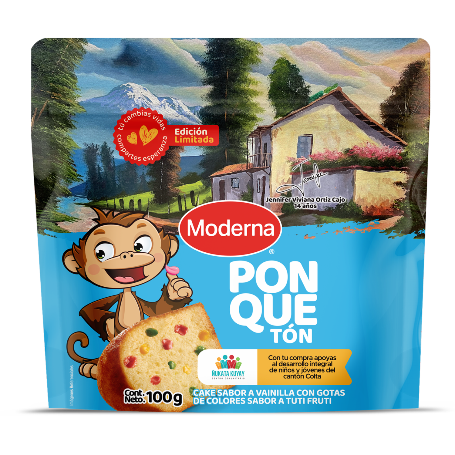 Ponquetón De Vainilla Con Gotas De Colores Tuti Fruti MODERNA 100 G