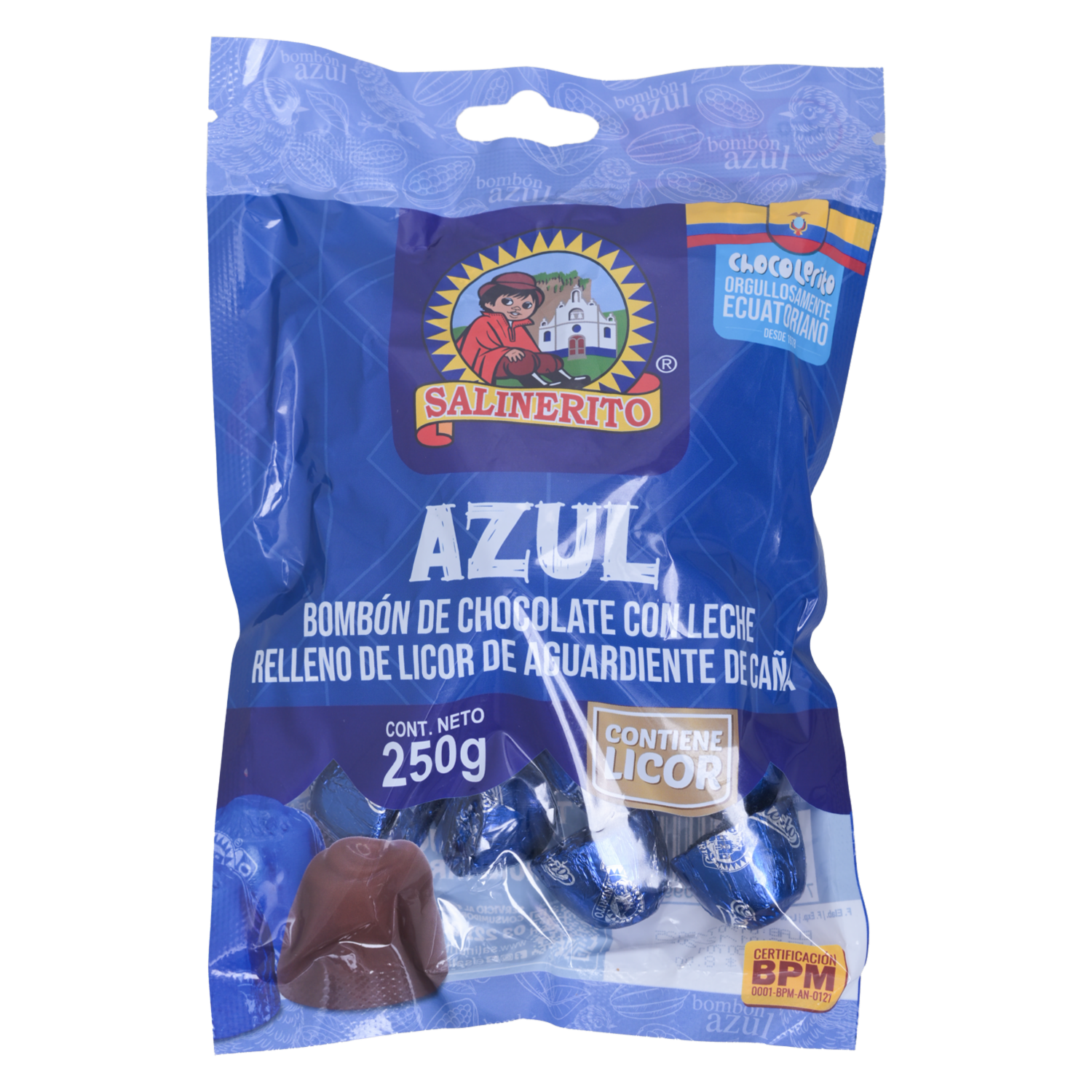 Chocolate Relleno Con Licor Pájaro Azul SALINERITO 250 G