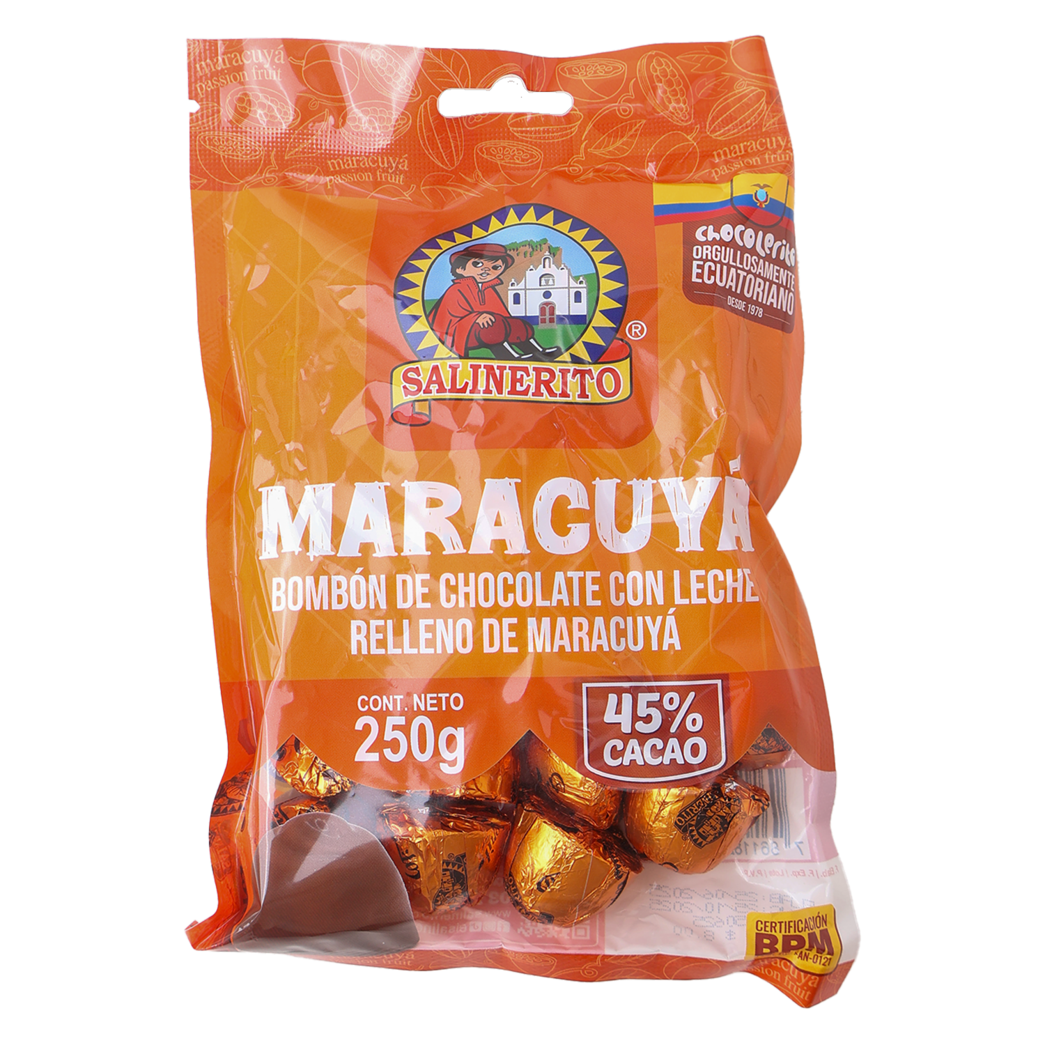 Bombones De Chocolate Con Leche Relleno De Maracuyá SALINERITO 250 G