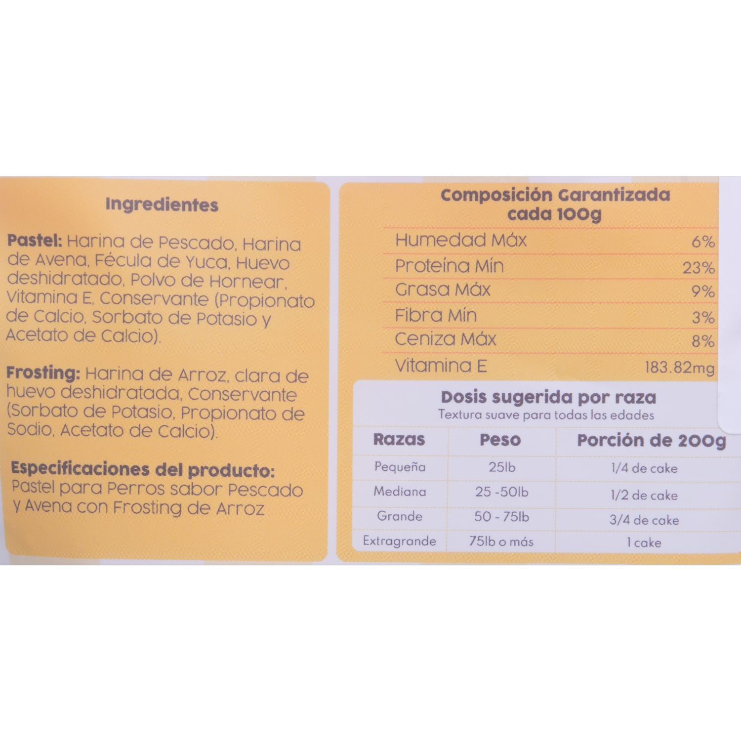 Mezcla Para Pastel De Perros Sabor A Pescado Y Avena DOGGIE CAKE 225 G