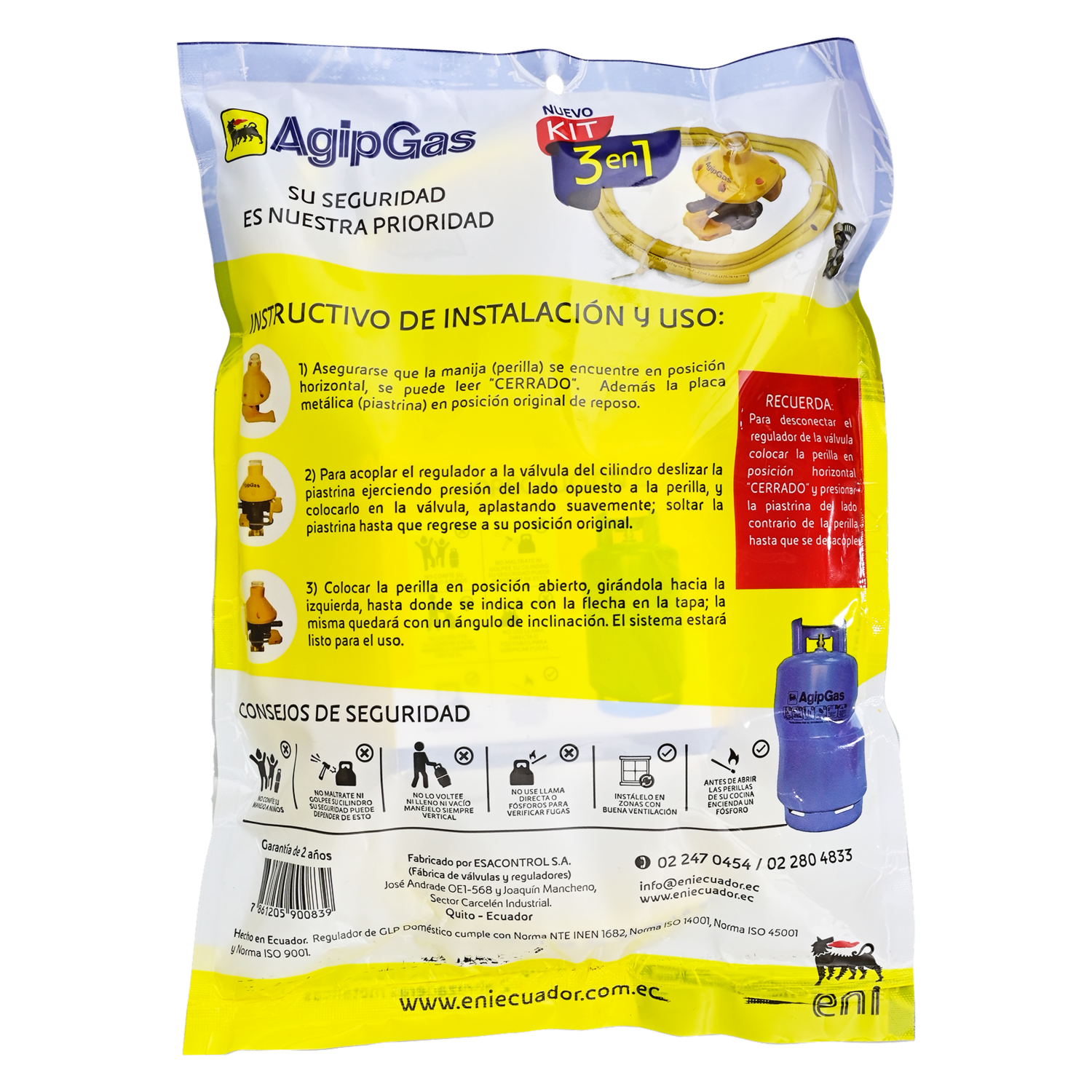 Kit de Gas 3 En 1 AGIP Pack