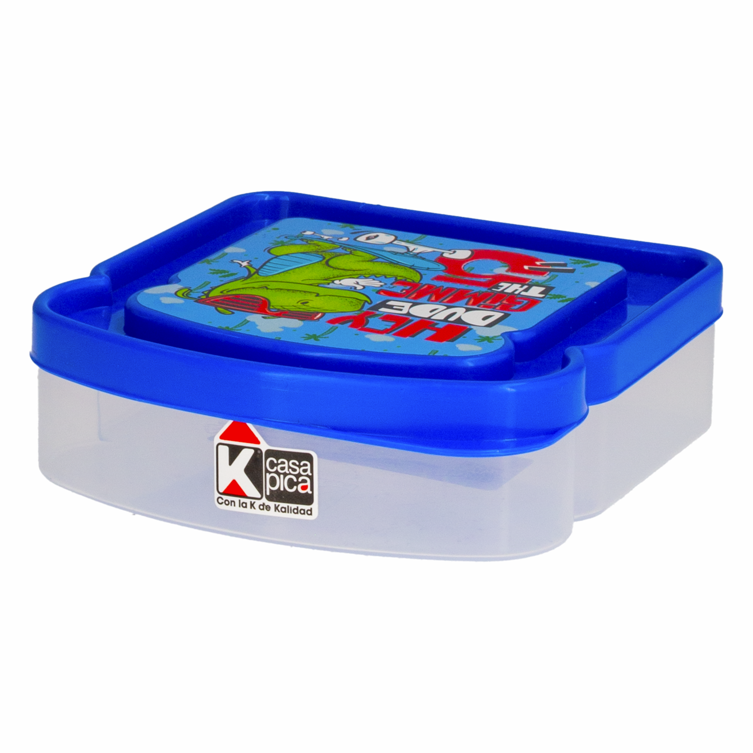 Recipiente Sanduchero Dino Azul CASA PICA 13 X 13 Cm