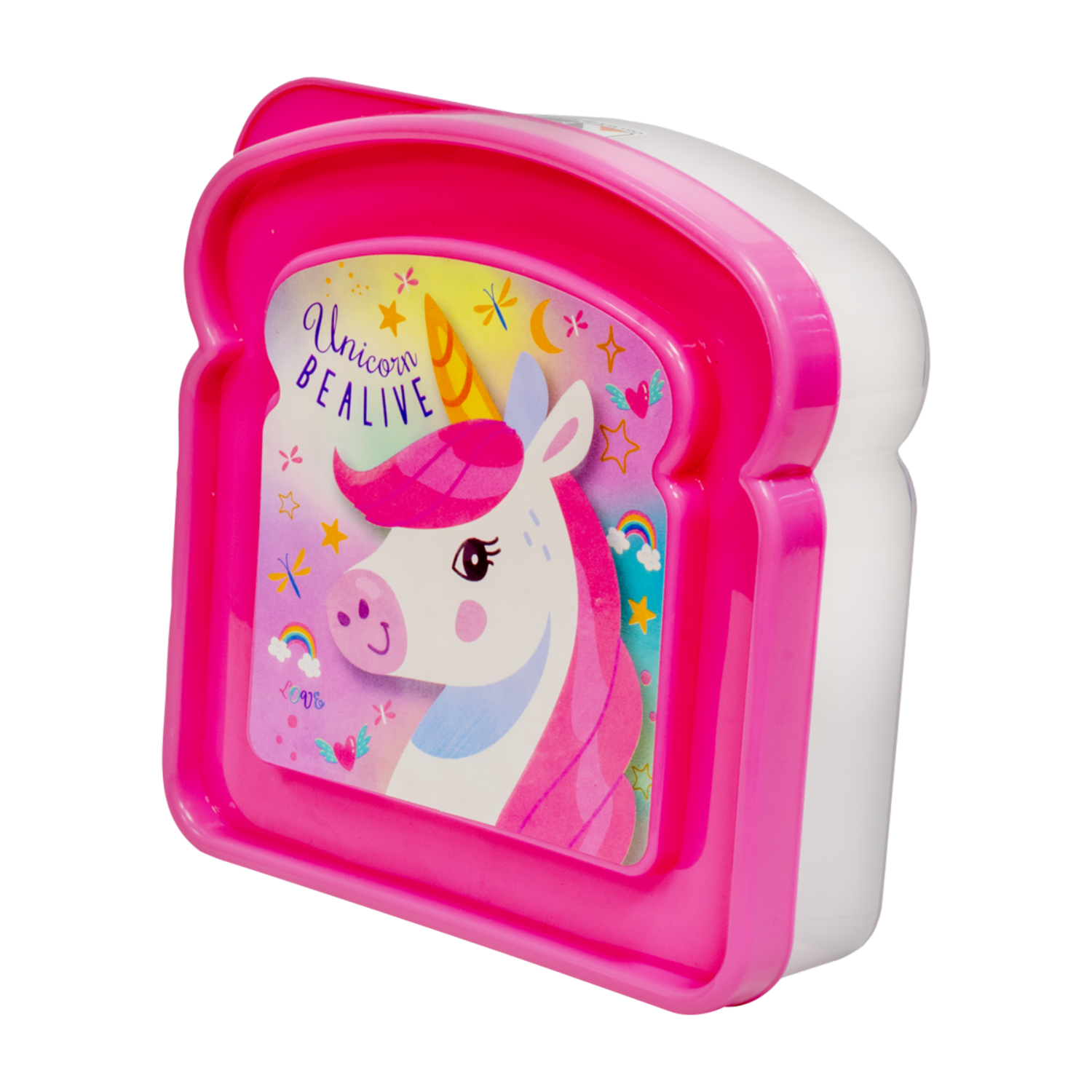 Recipiente Sanduchero Unicornio Rosado CASA PICA 13 X 13 Cm