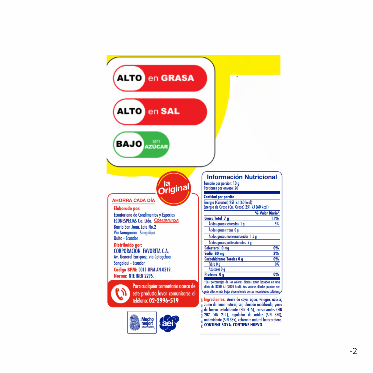Mayonesa Con Limón LA ORIGINAL 200 G