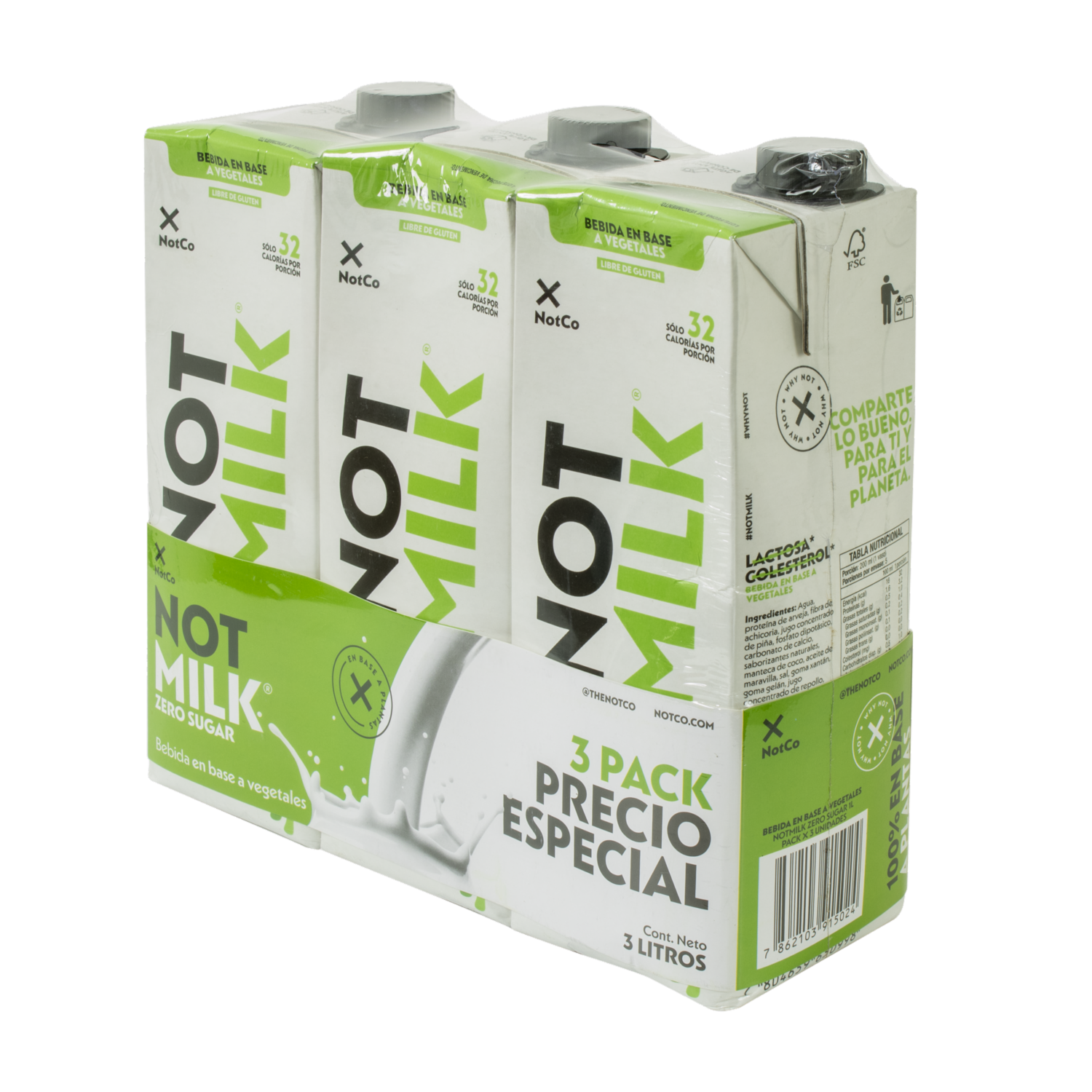 Bebida Vegetal Sin Gluten NOT MILK 3X1000Ml