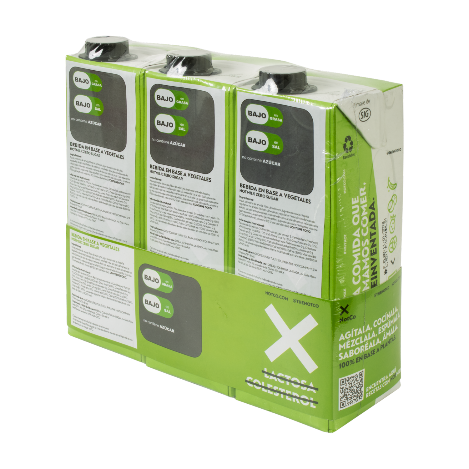 Bebida Vegetal Sin Gluten NOT MILK 3X1000Ml