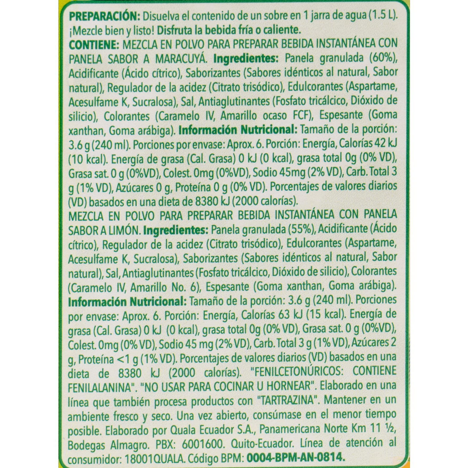 Té En Polvo Mix Maracuyá Y Limón PANELADA 6 X 22 G