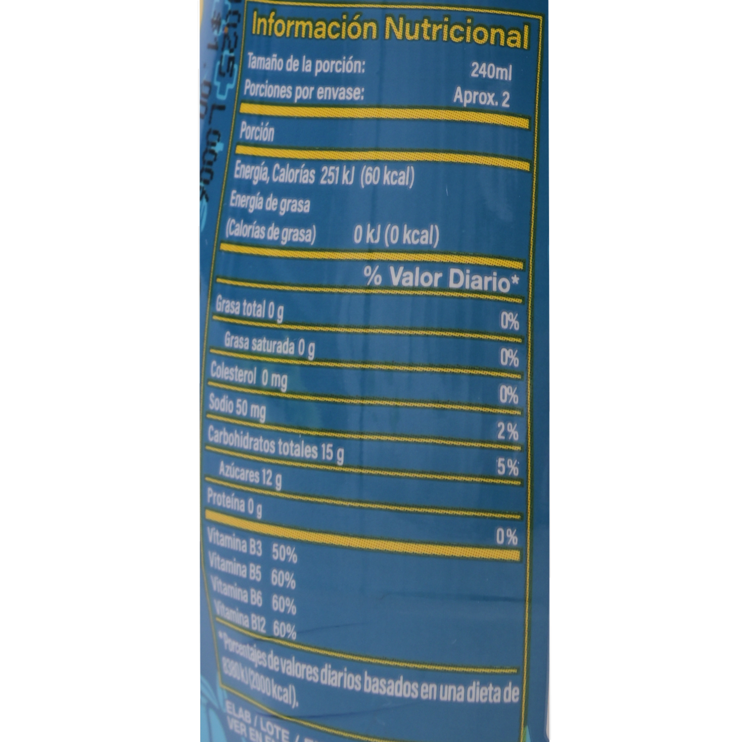 Bebida Energizante Sabor A Mango VIVE 100 475 Ml