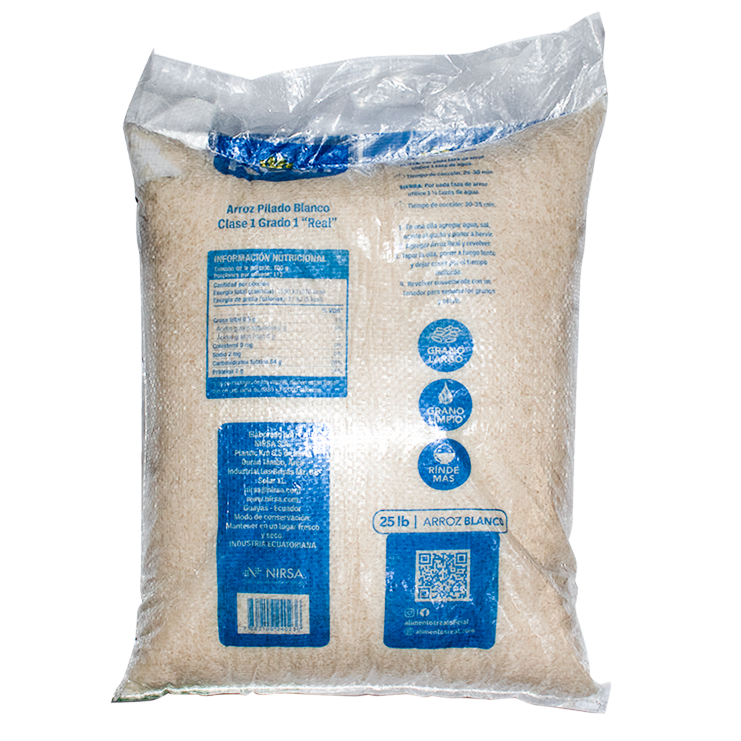 Arroz Blanco Grano Largo Y Limpio REAL 25 Lb