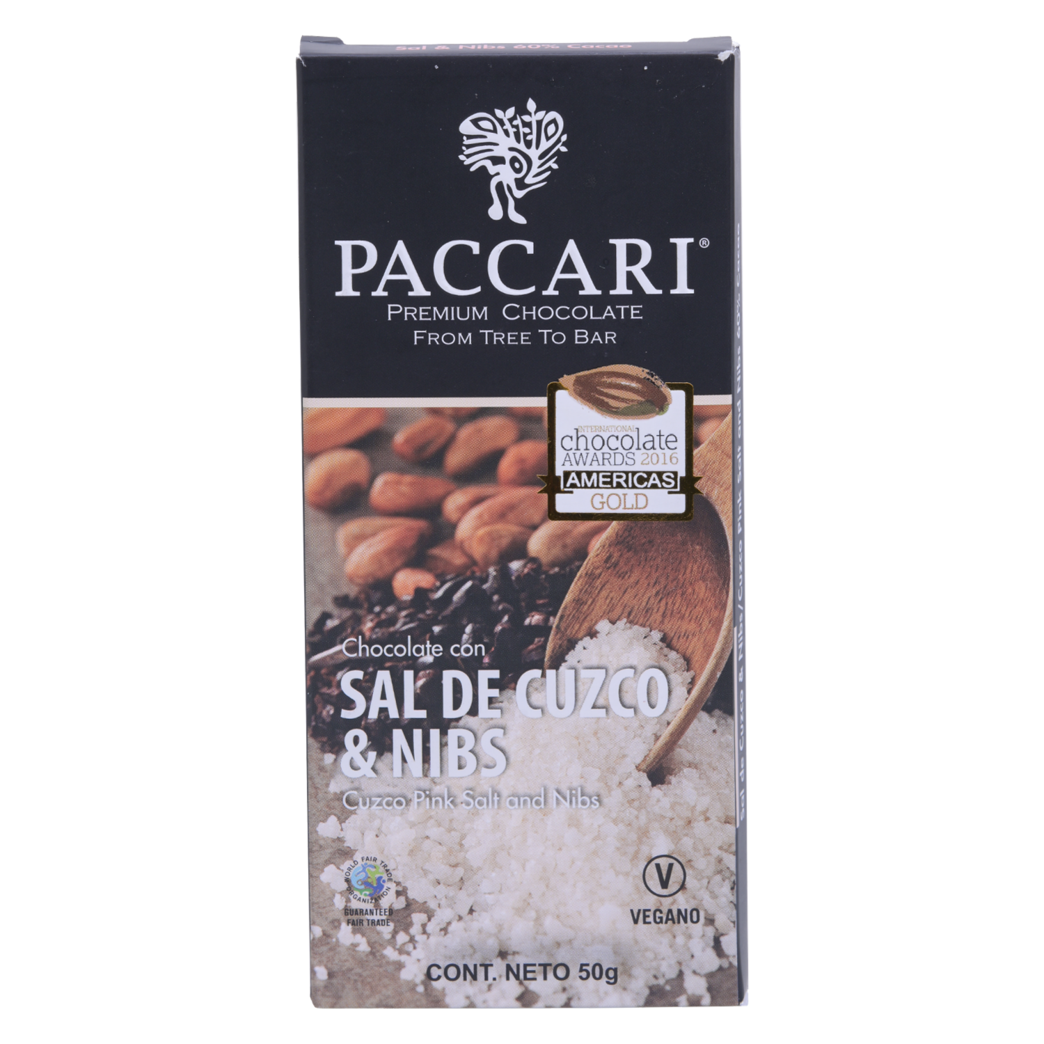 Chocolate 60% Con Sal Del Cuzco Nibs PACCARI 50 G