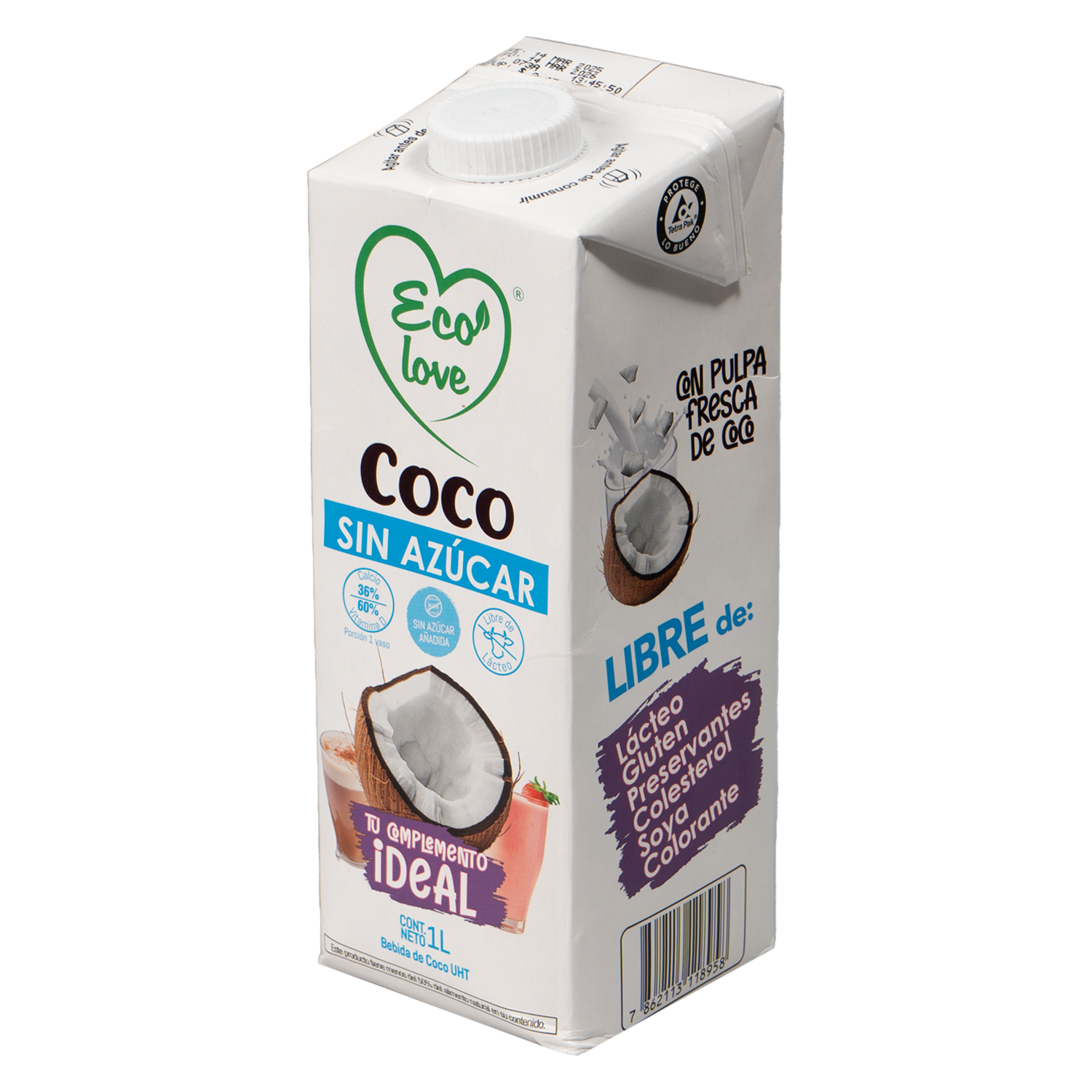 Bebida De Coco Sin Azúcar ECOLOVE 1000 Ml