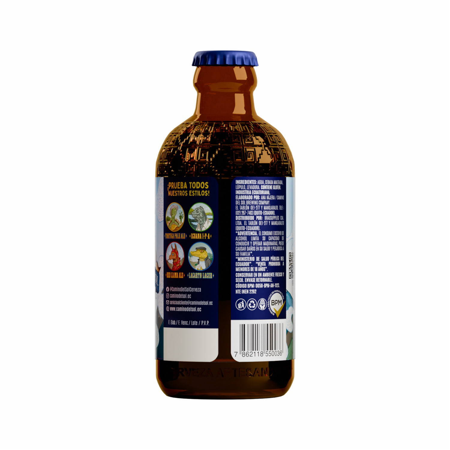 Cerveza Artesanal Negra Cóndor Stout 5.4% Vol. Alc. CAMINO DEL SOL Botella 296 CC