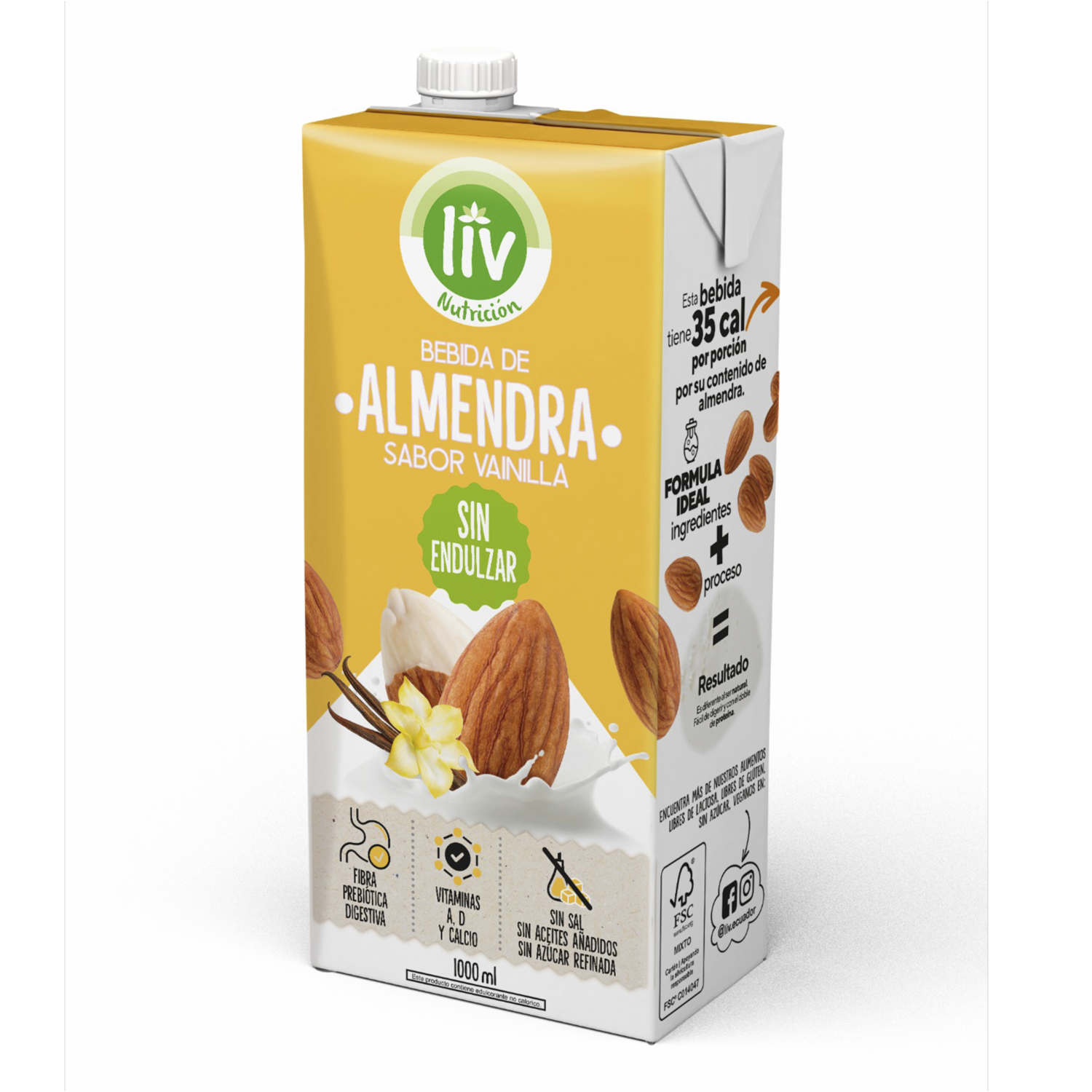 Bebida De Almendras Sabor A Vainilla LIV 1000 Ml