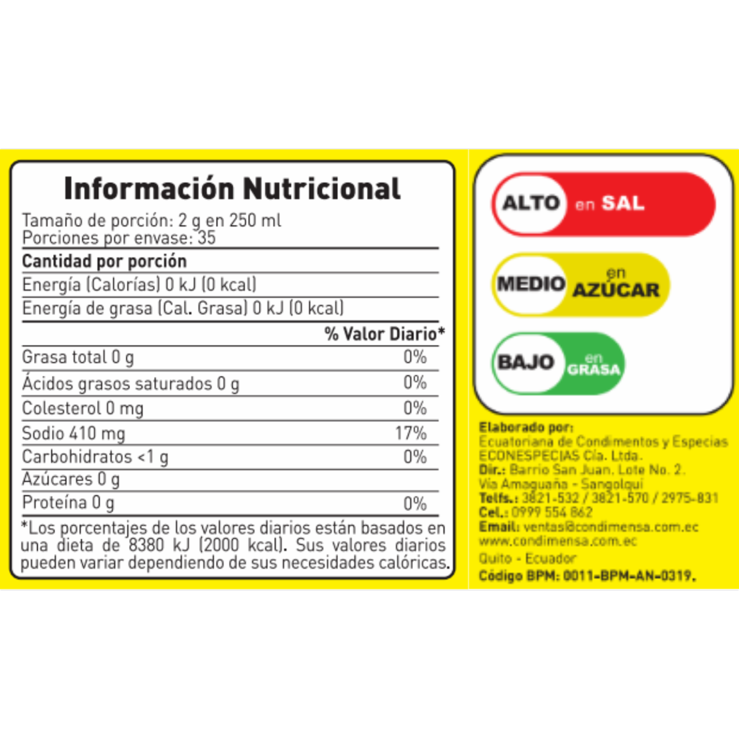 Caldo De Gallina En Polvo Condimento CONDIMENSA 70 G