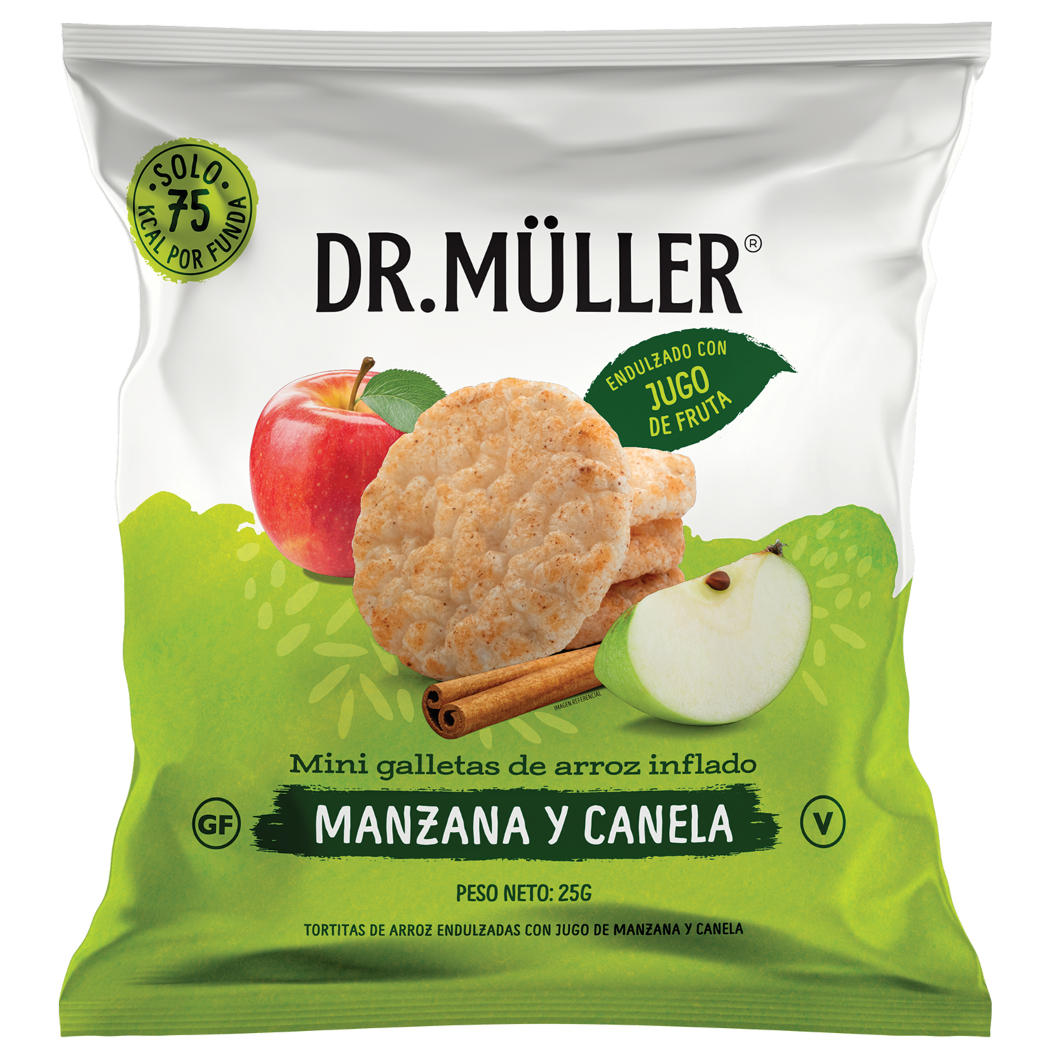Galletas De Arroz Mini Inflado Sabor A Manzana Y Canela DR. MÜLLER 25 G