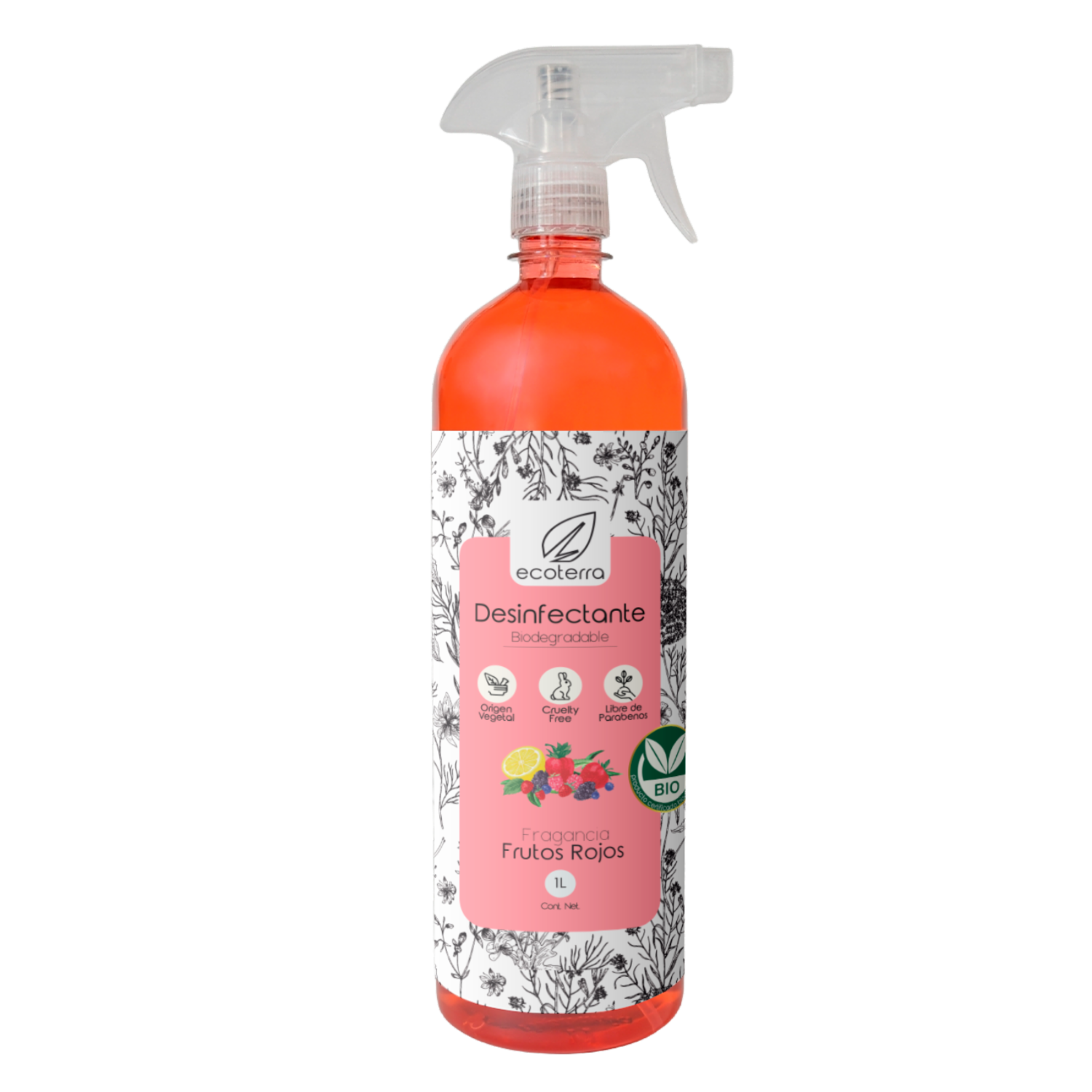 Limpiador Desinfectante Biodegradable Frutos Rojos ECOTERRA 1 L