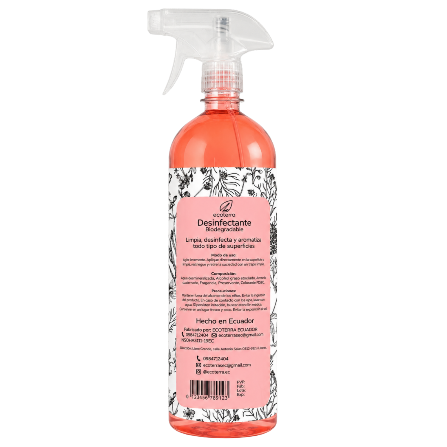 Limpiador Desinfectante Biodegradable Frutos Rojos ECOTERRA 1 L