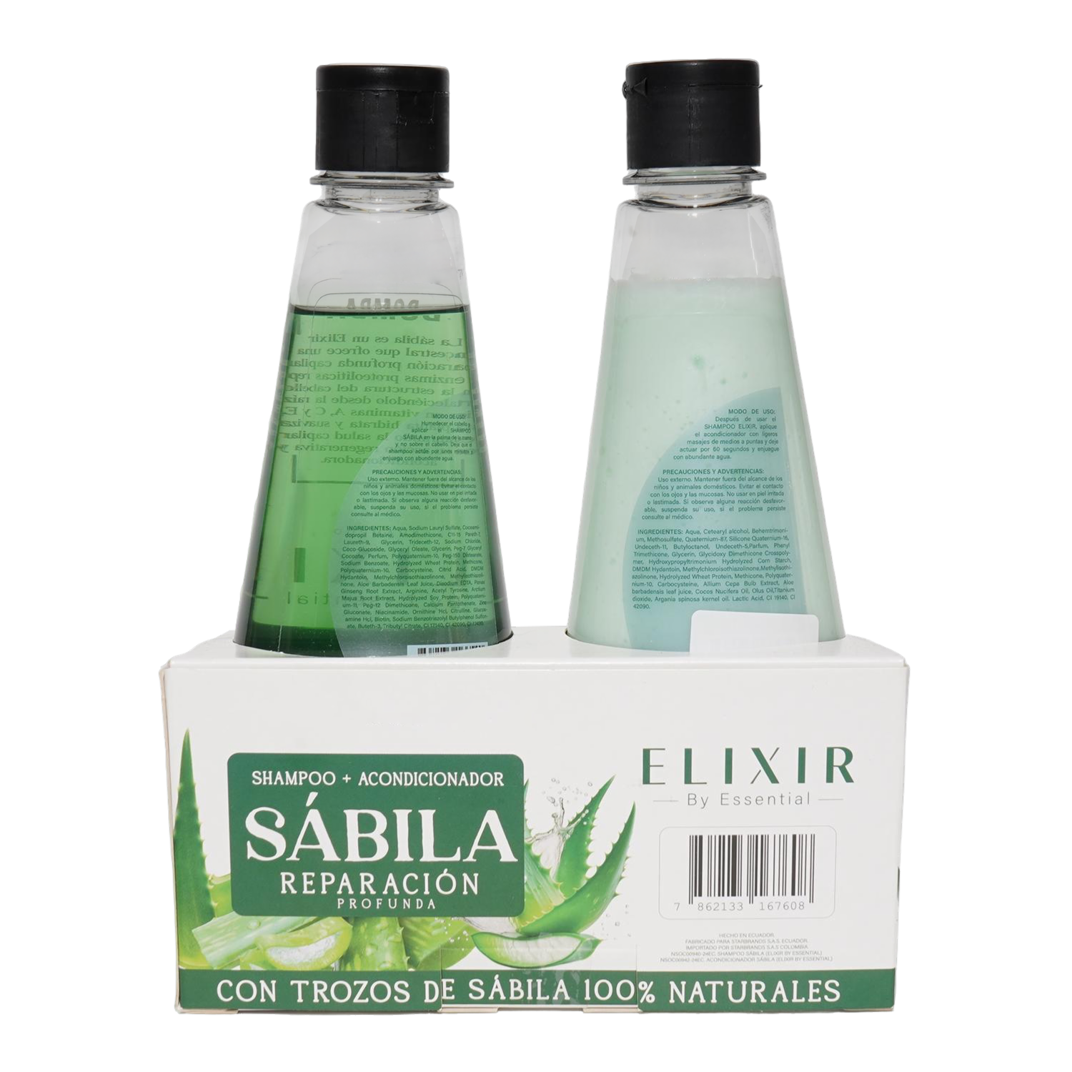 Shampoo De Cabello Y Acondicionador Sábila Reparación Profunda ELEXIR 2 X 370 Ml