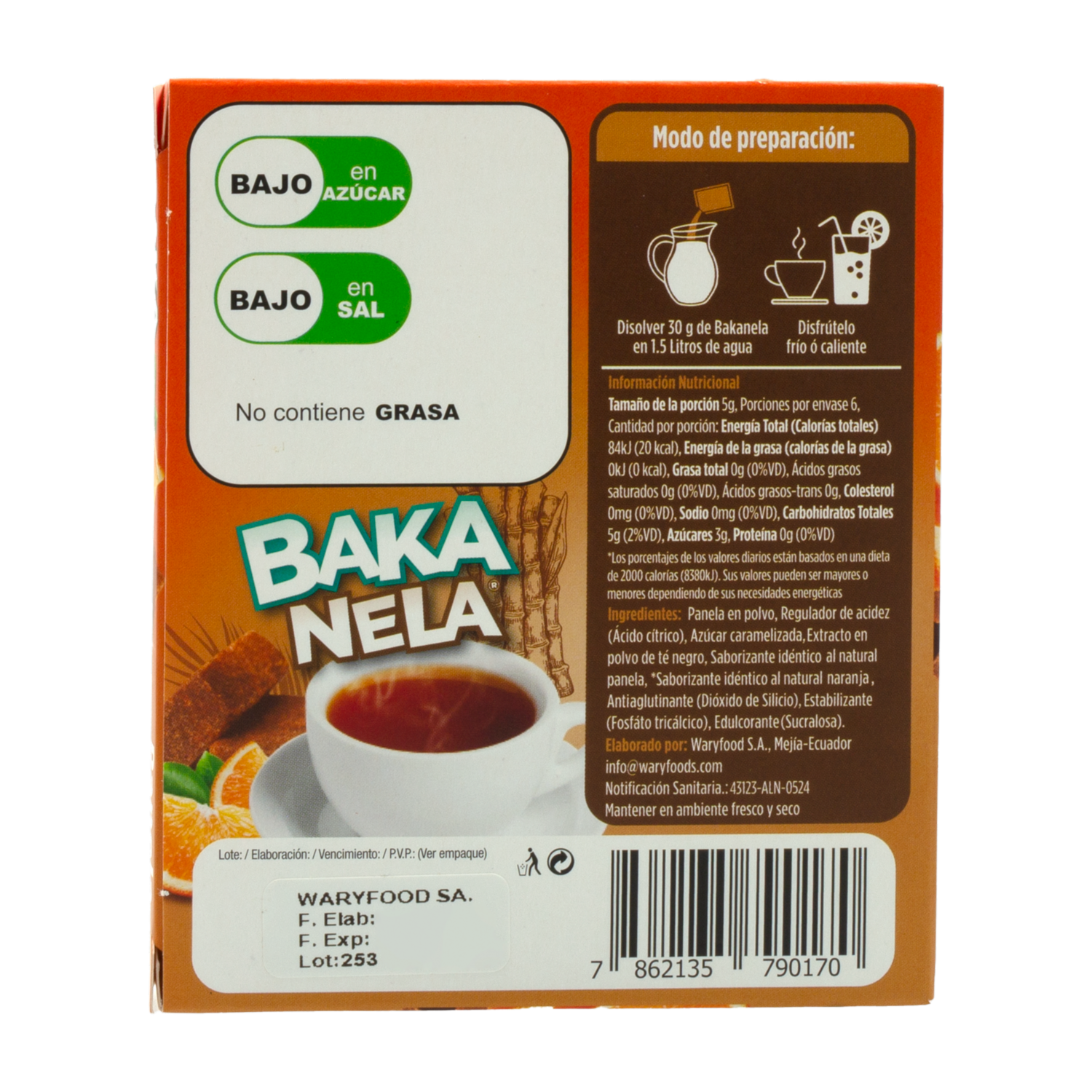 Té En Polvo De Panela Y Naranja BAKAN-ELA 30 G