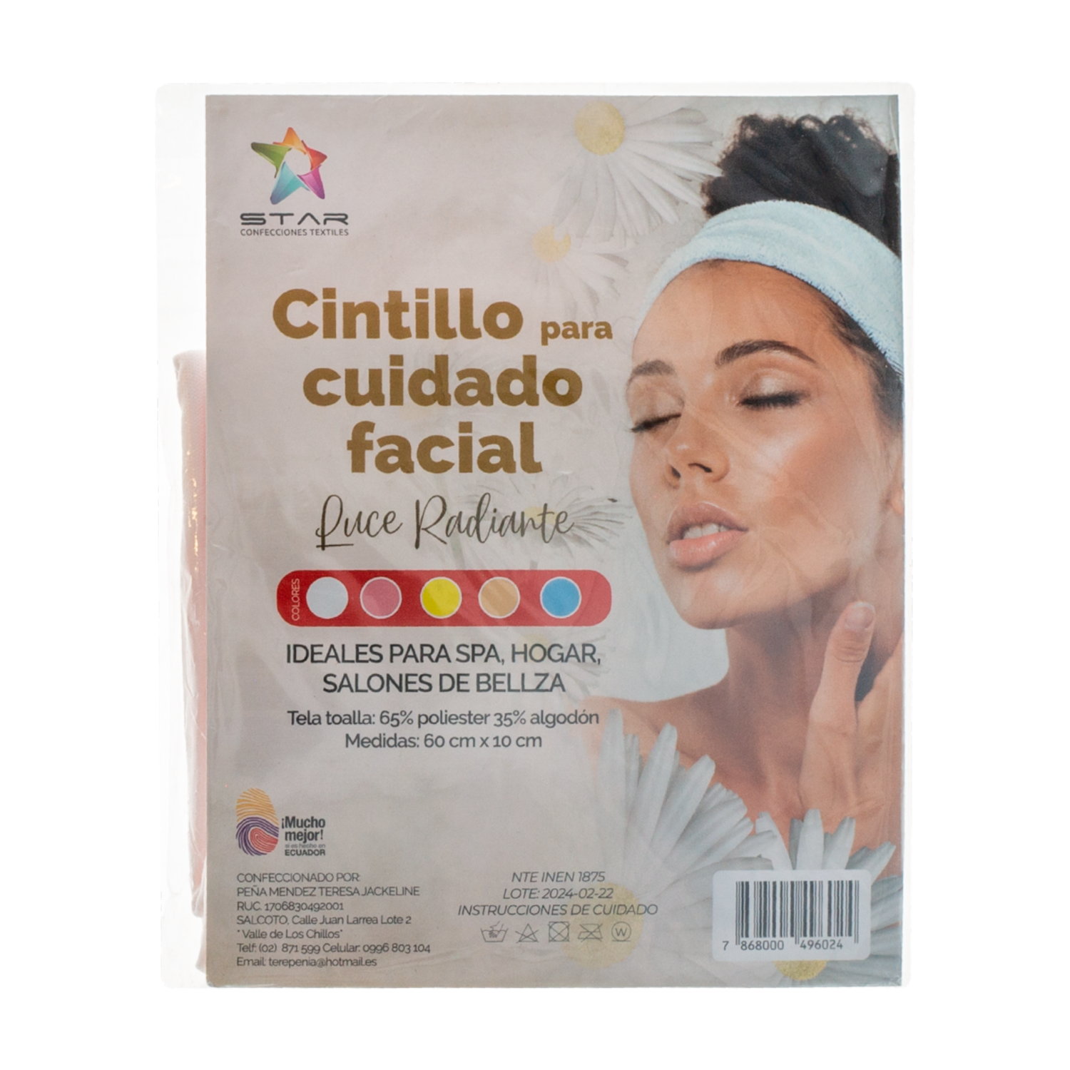 Diadema Para Skin Care De Tela Toalla STAR LonGitud Perfecta, Sujeción Ideal