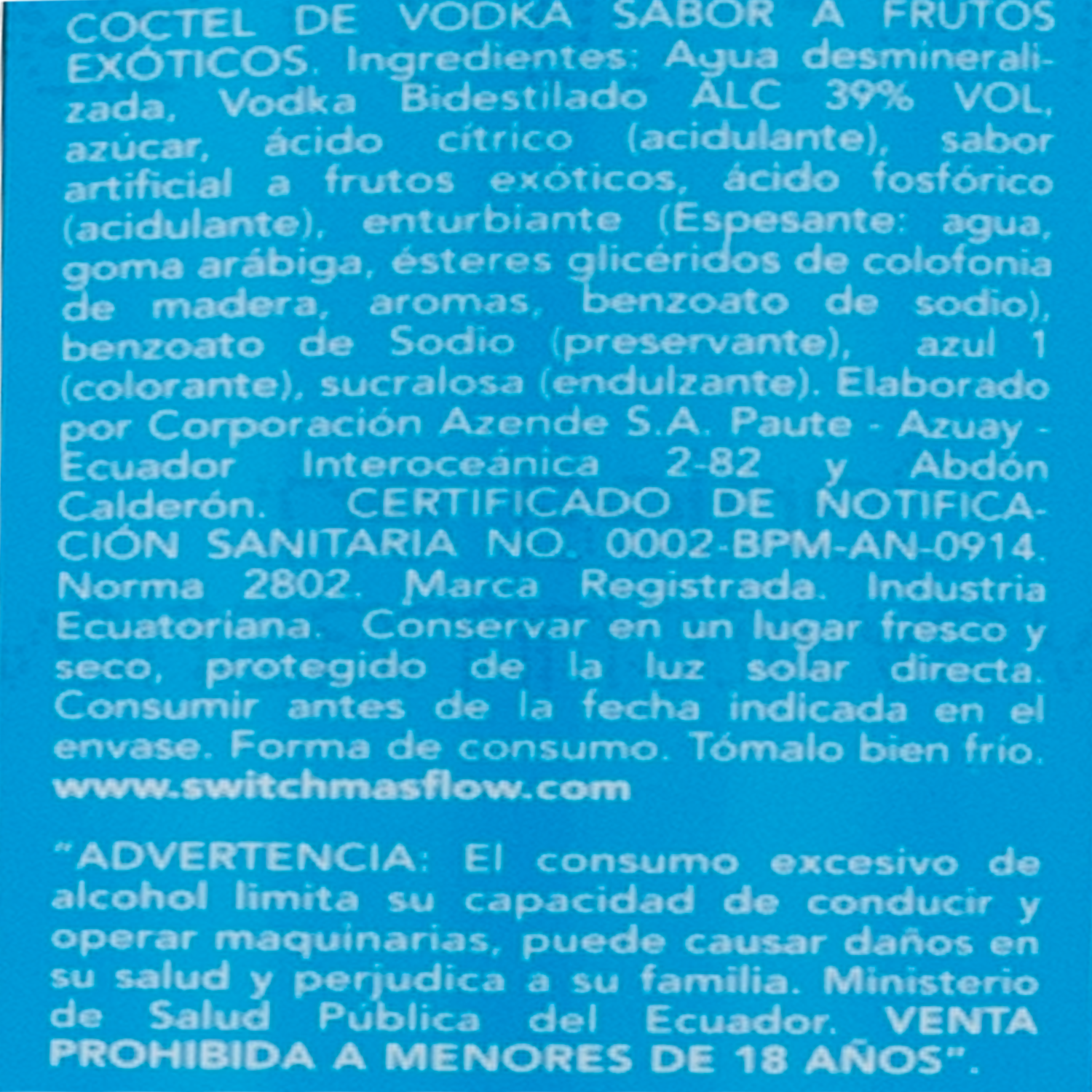 Coctel De Vodka Sabor A Frutos Exóticos SWITCH 2000 Ml