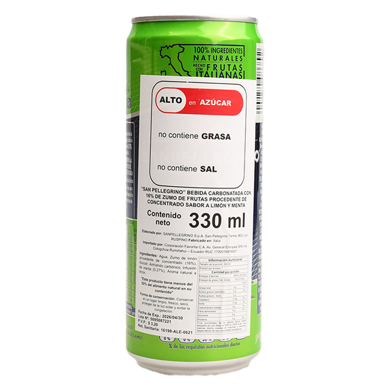 Bebida Saborizada Con Zumo De Limón Y Menta S.PELLEGRINO 330 Ml