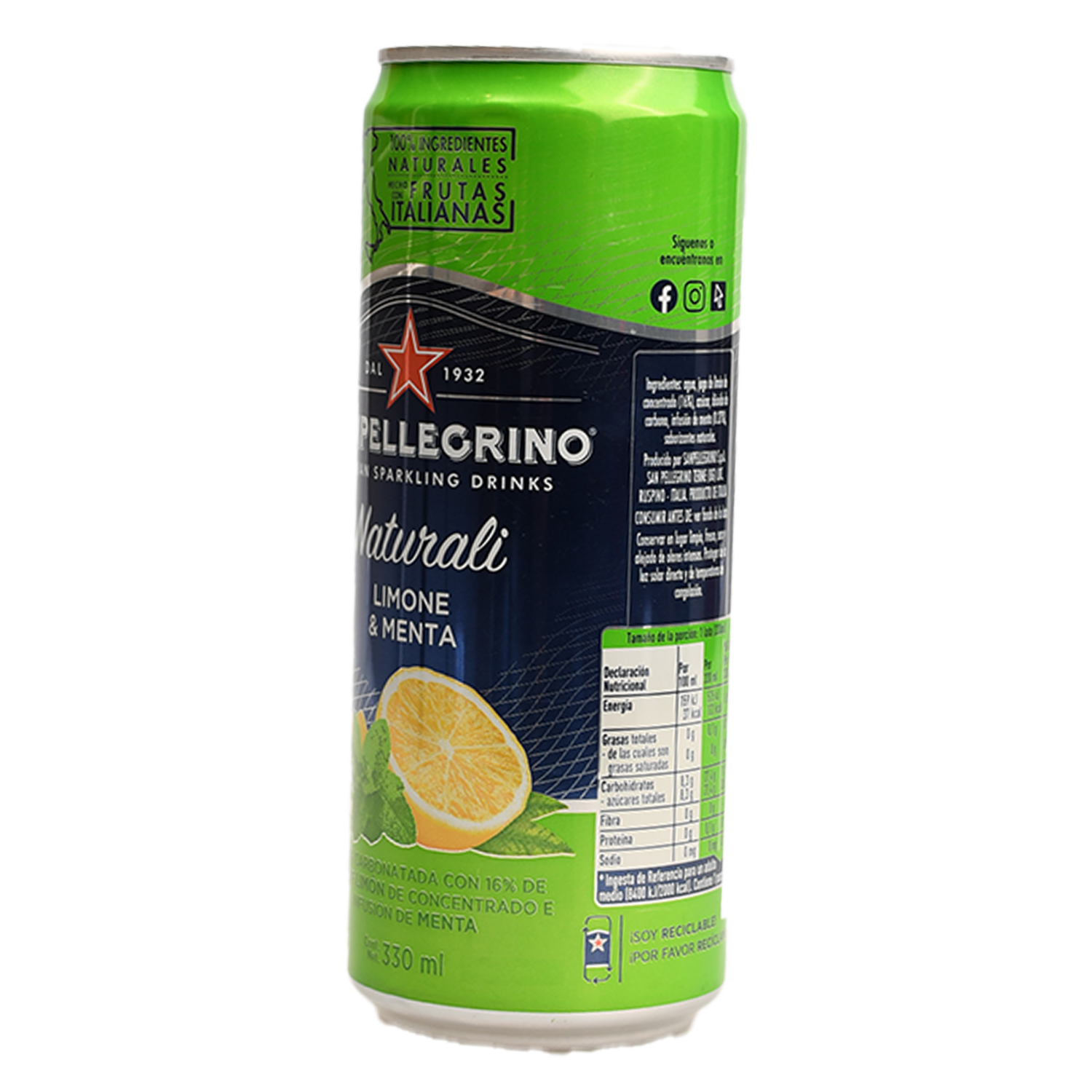 Bebida Saborizada Con Zumo De Limón Y Menta S.PELLEGRINO 330 Ml