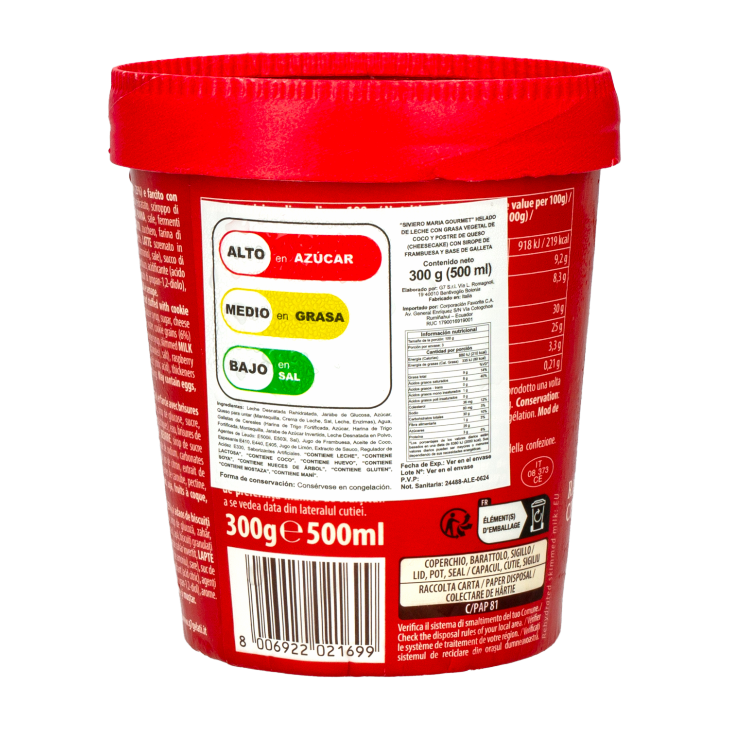 Helado Cheesecake De Frambuesa SIVIERO MARIA 300 Ml