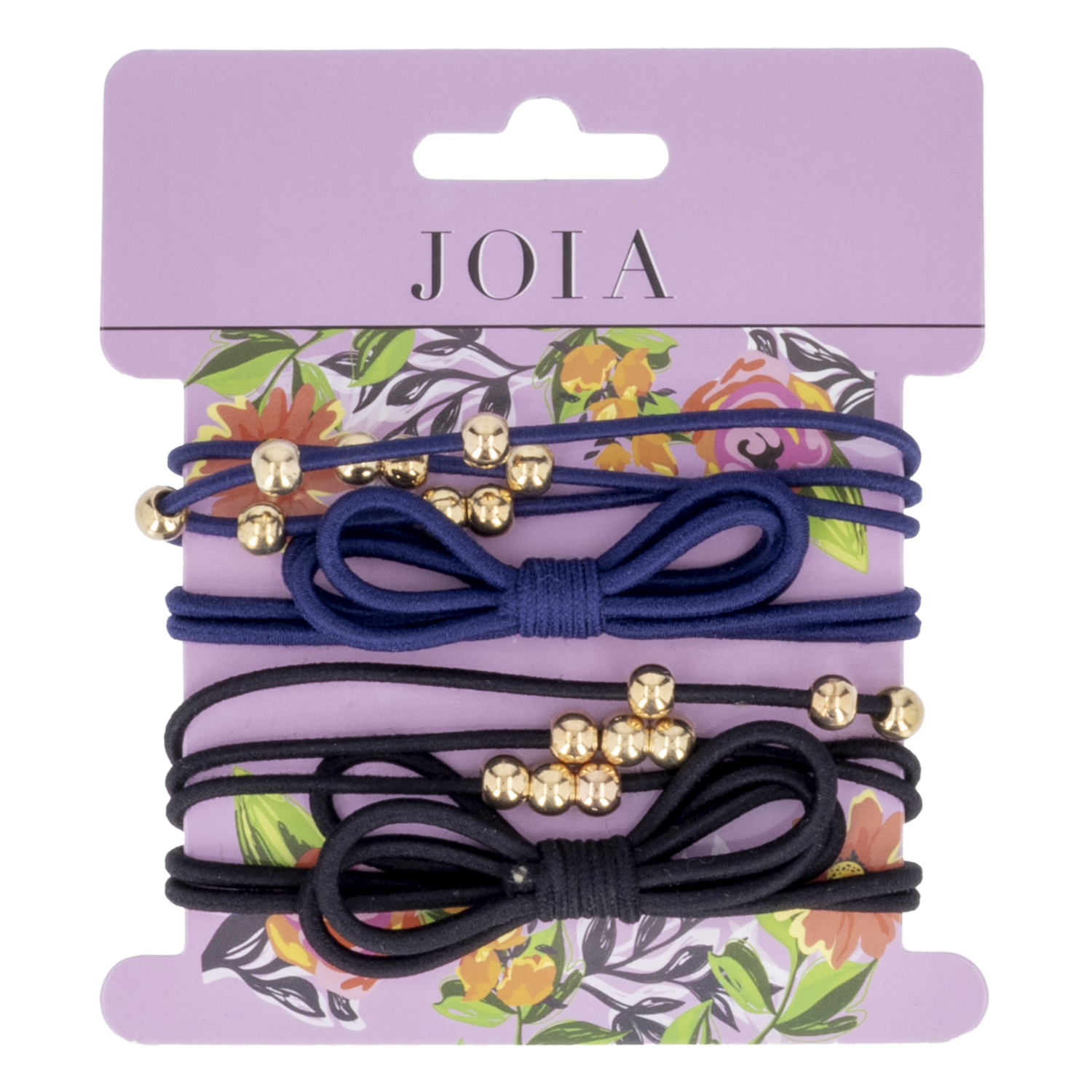 Vinchas De Cabello Tipo Elástico Azul/Negro Con Lazo Con Piedreria Dorado X4 JOIA Paquete