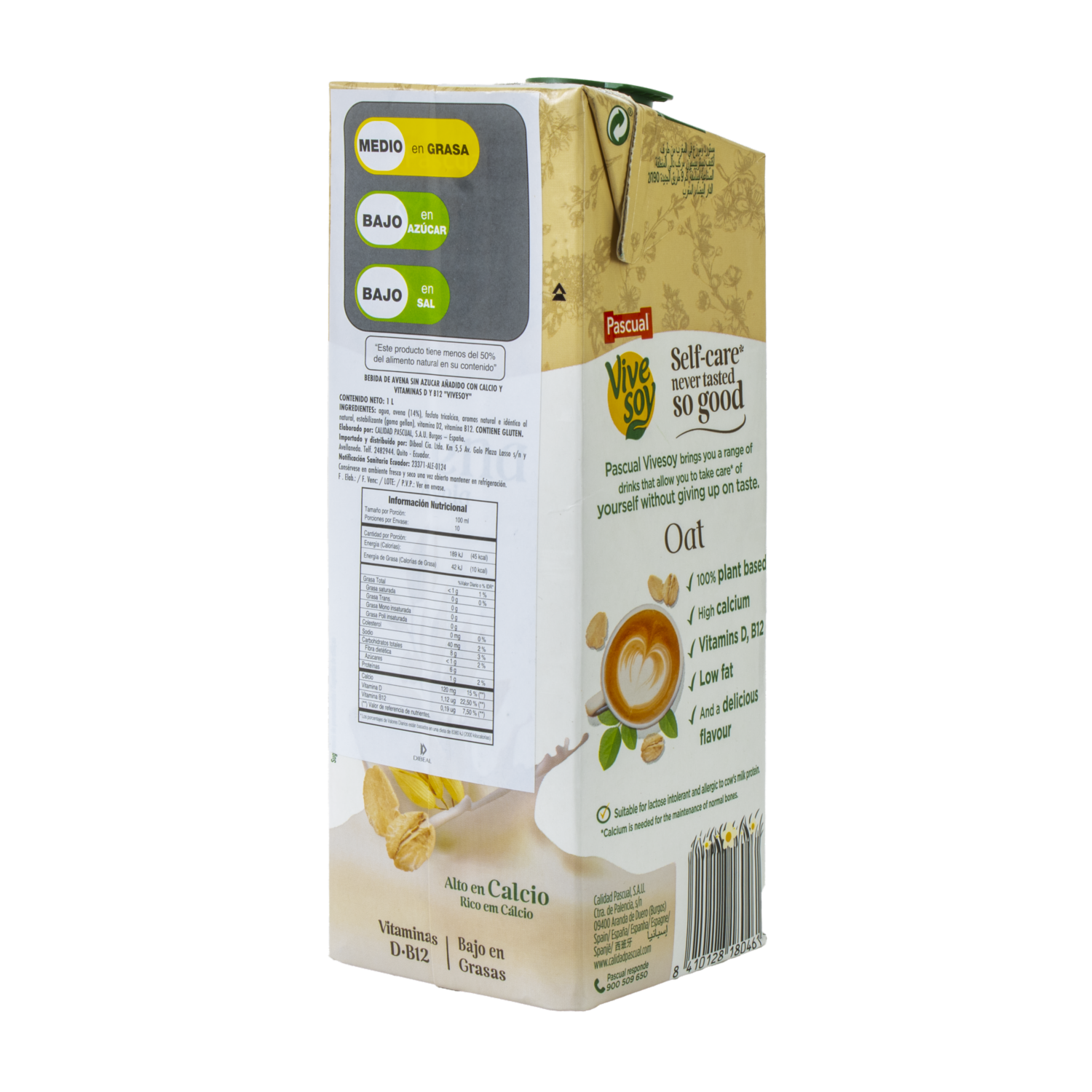 Bebida De Avena Sin Azúcar VIVE SOY 1000 Ml