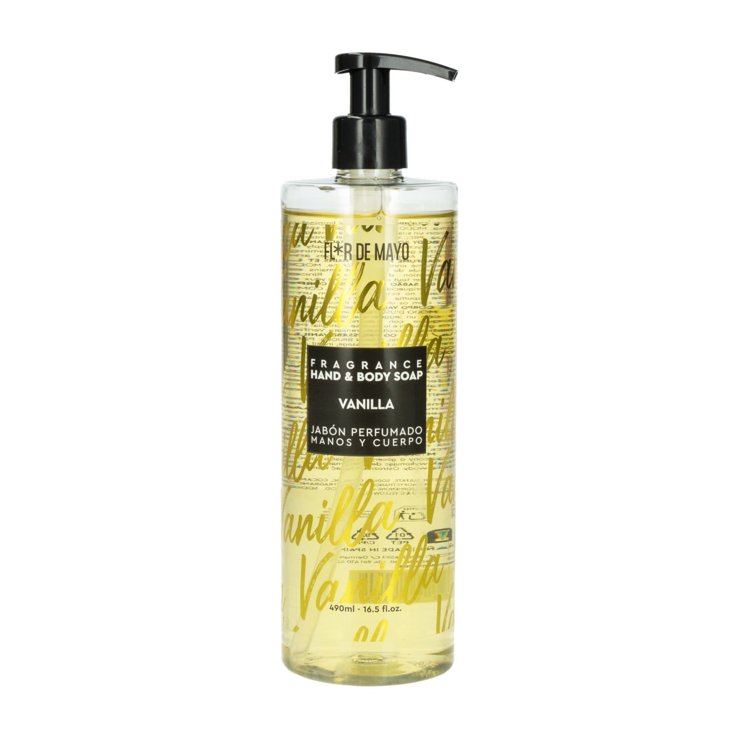 Jabón Líquido Para Manos Y Cuerpo De Vainilla FLOR DE MAYO 490 Ml