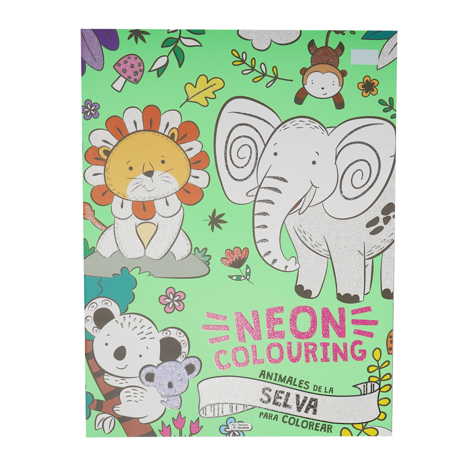 Libro Neon Colouring Animales De La Selva Para Colorear SALDAÑA 25 Páginas