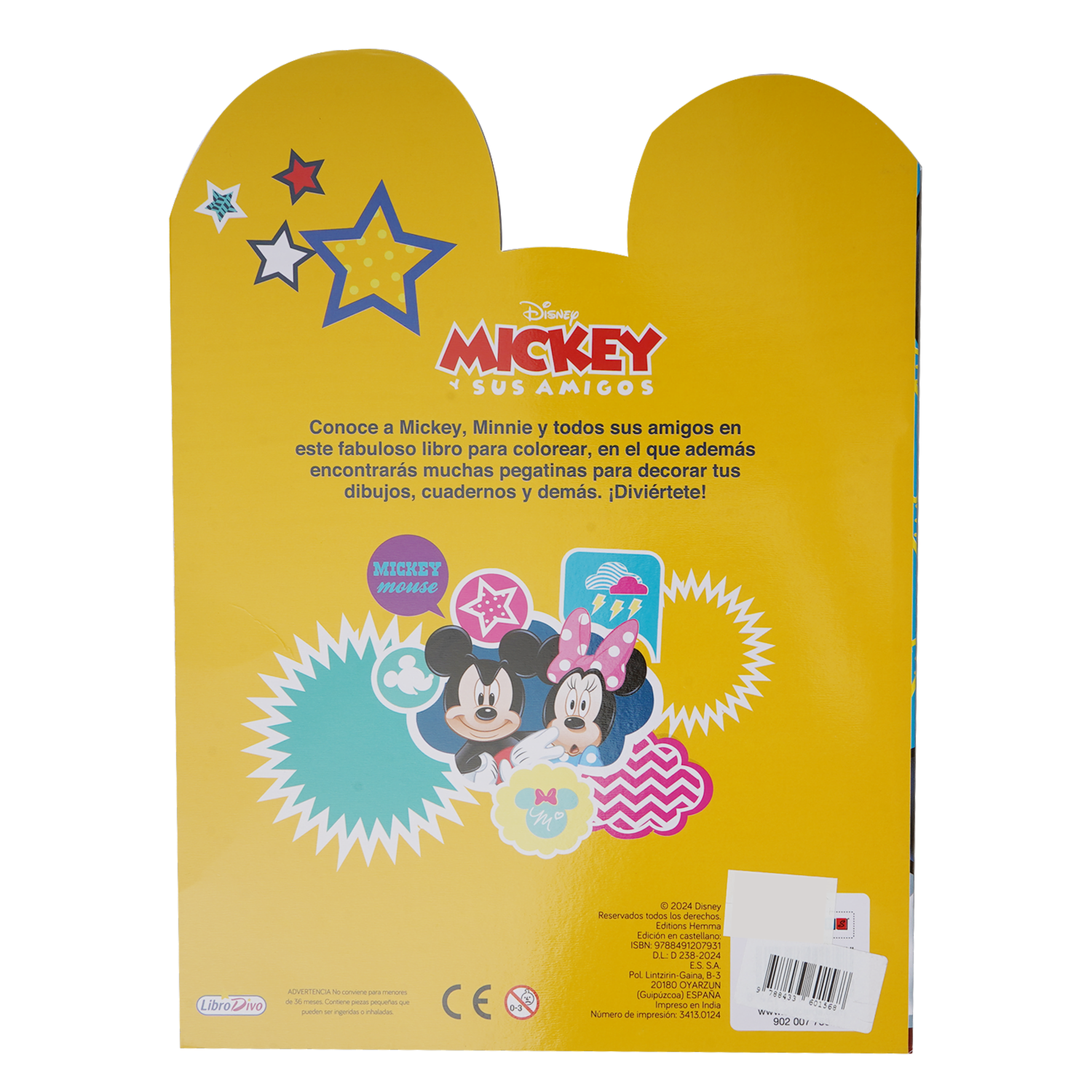 Libro Mickey Y Sus Amigos Color Con Pegatinas LIBRO DIVO 20 Páginas