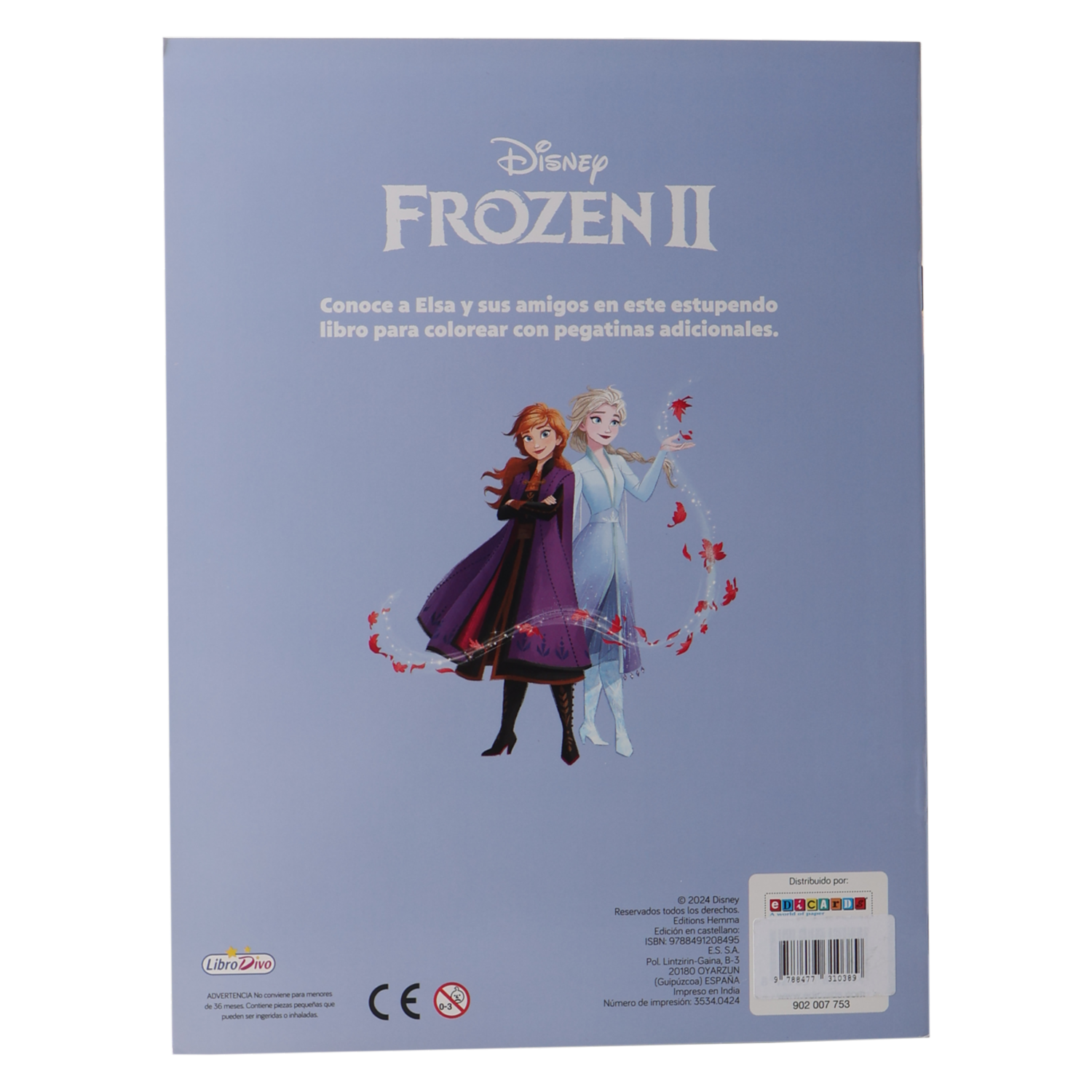 Libro Disney Frozen II Color Con Pegatinas EDICARDS 20 Páginas