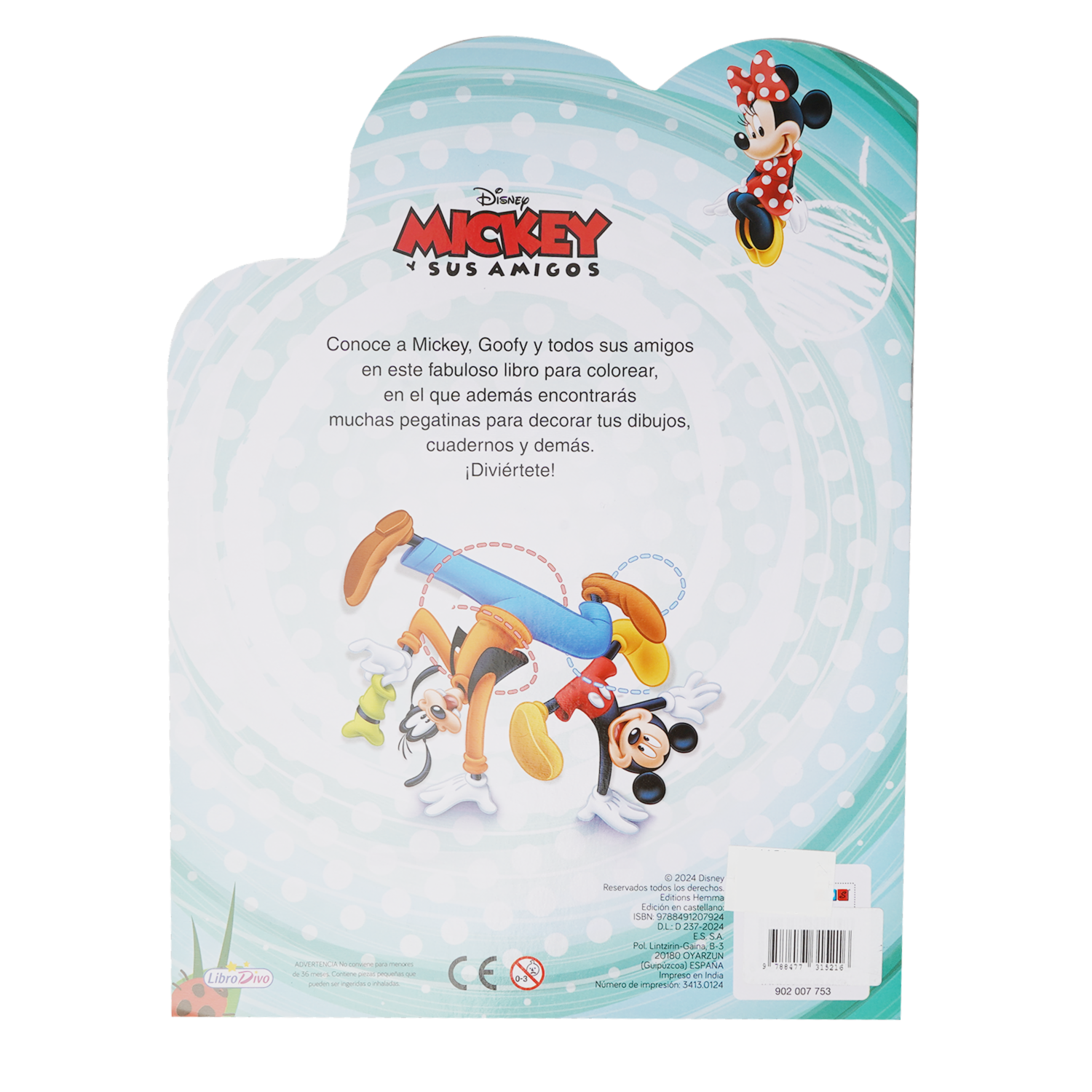 Libro Mickey Y Sus Amigos Color Con Pegatinas LIBRO DIVO 20 Páginas