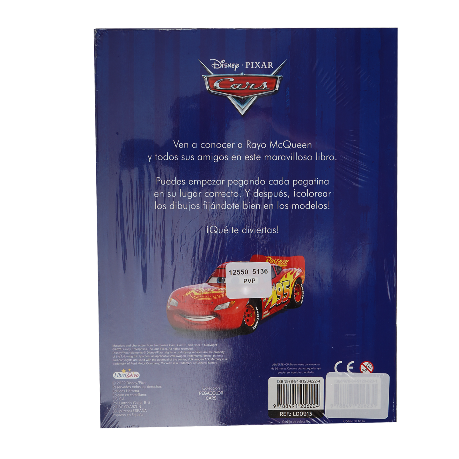 Libro Cars Pega Y Colorea LIBRO DIVO 14 Páginas