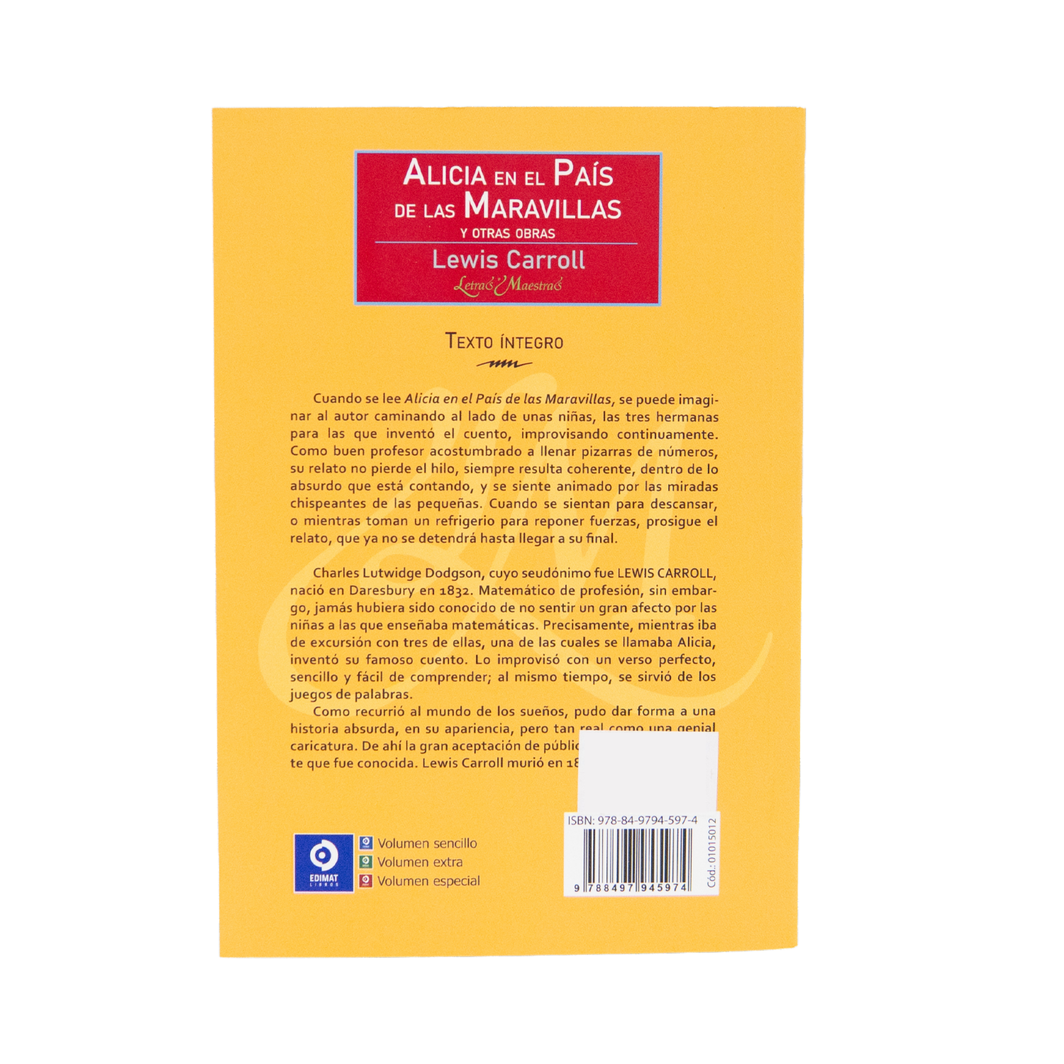 Libro Alicia En El Pais De Las Maravillas EDIMAT 160 Páginas