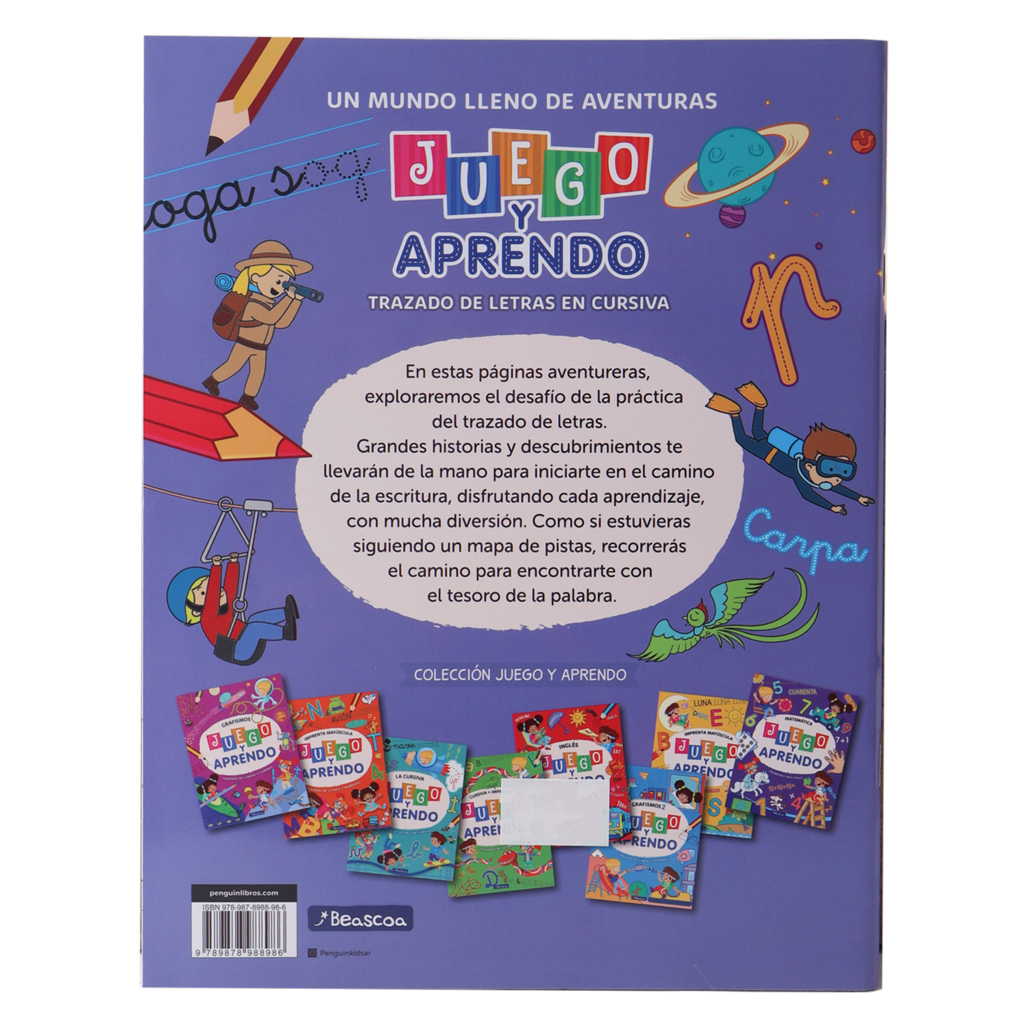 Libro Juego Y Aprendo Trazado De Letras En Cursiva BEASCOA 25 Páginas