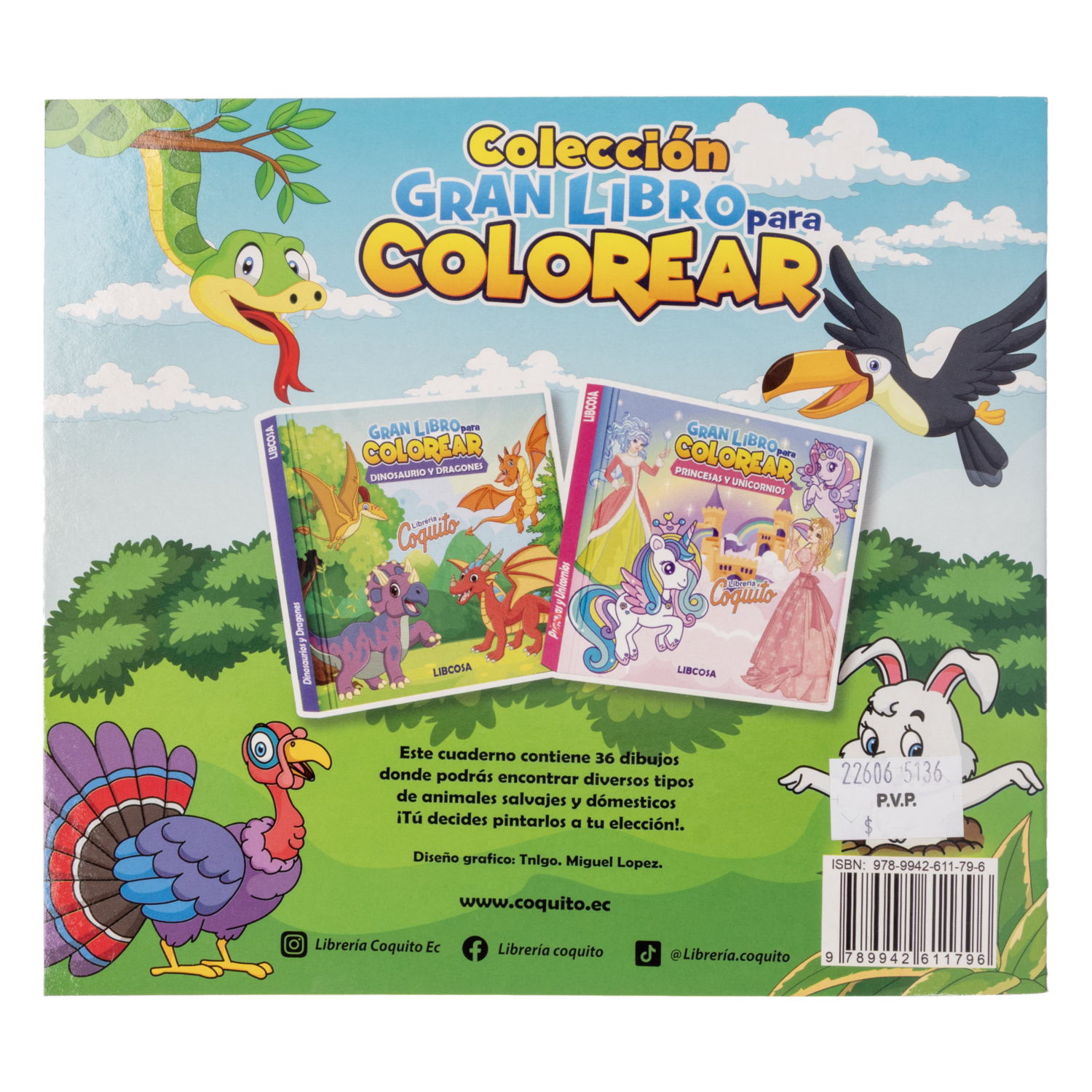 Libro Animales Salvajes Colorea COQUITO 36 Páginas