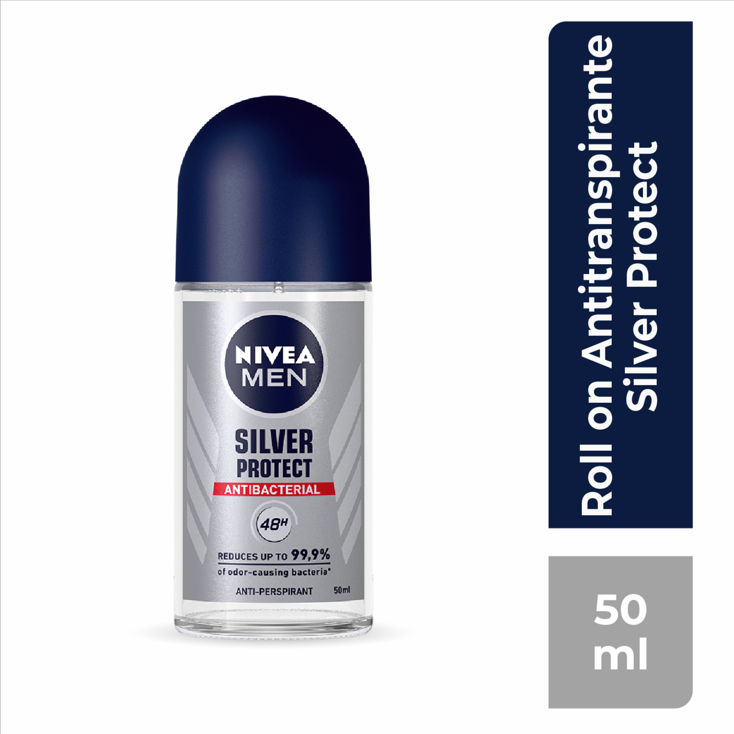 Desodorante En Roll On Para Caballero Silver Protect NIVEA MEN 50 Ml